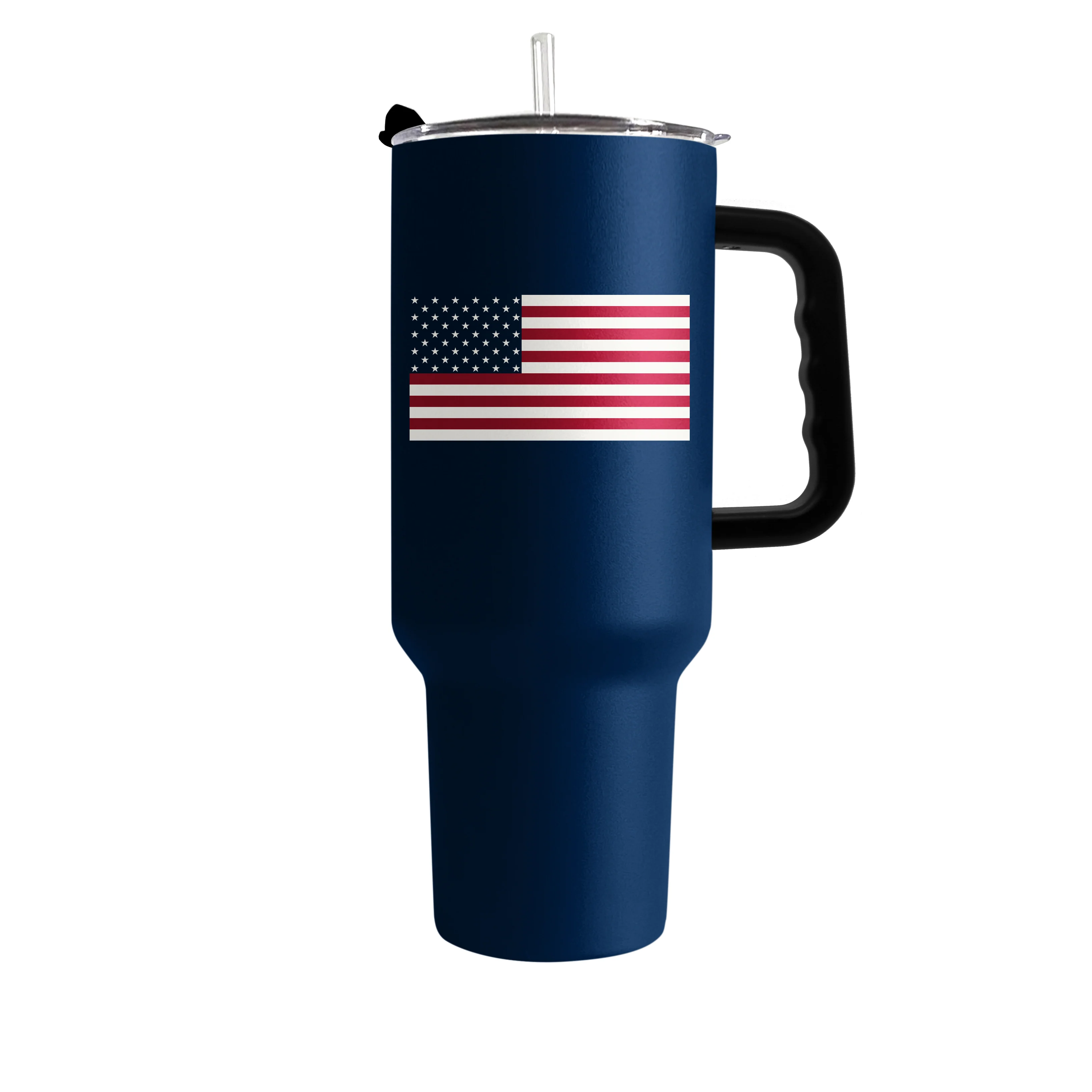 4th of July 40oz Navy American Flag Powder Coat Tumbler - Image 2