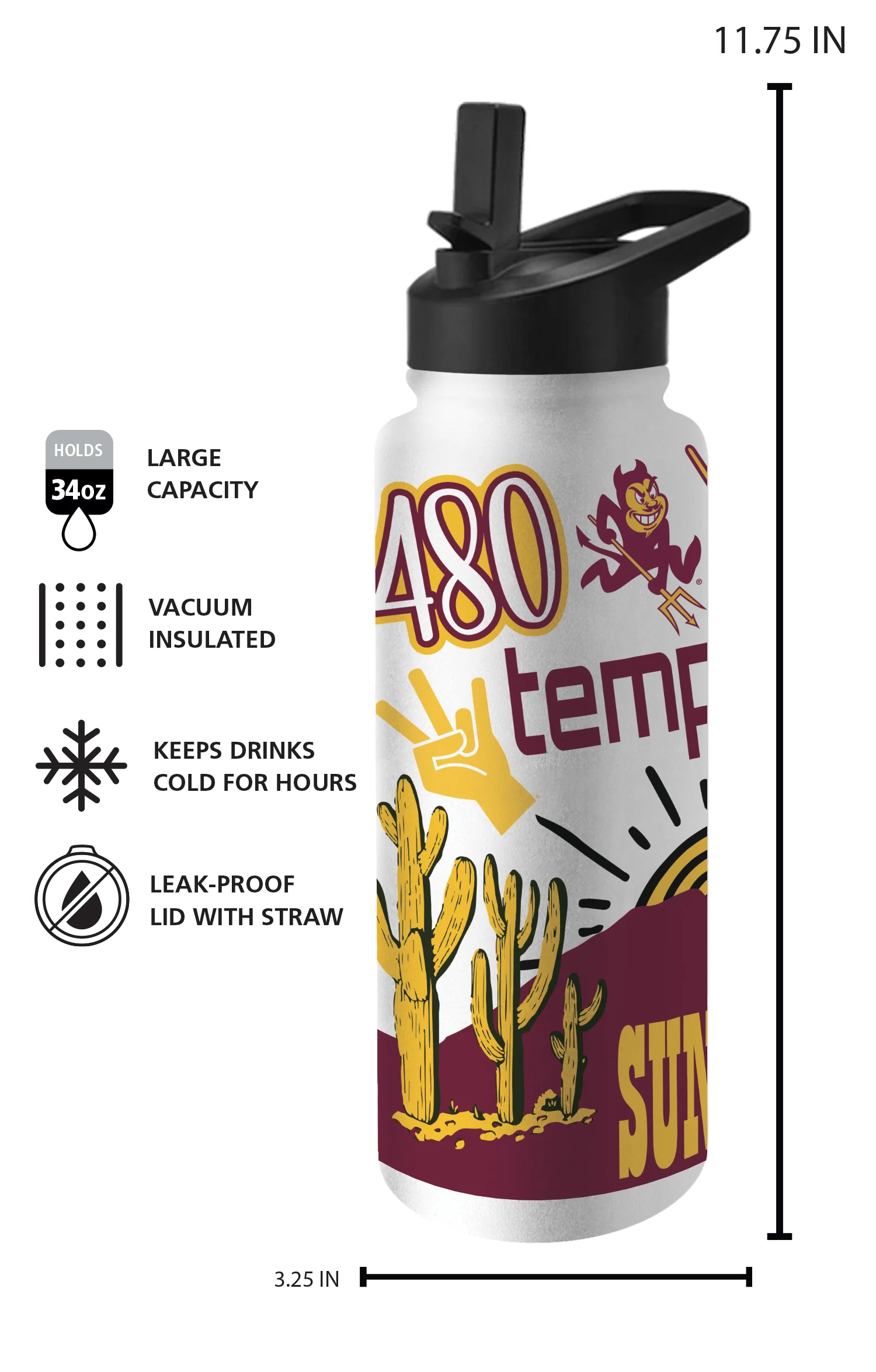 Arizona State 34oz Native Quencher Bottle - Image 6