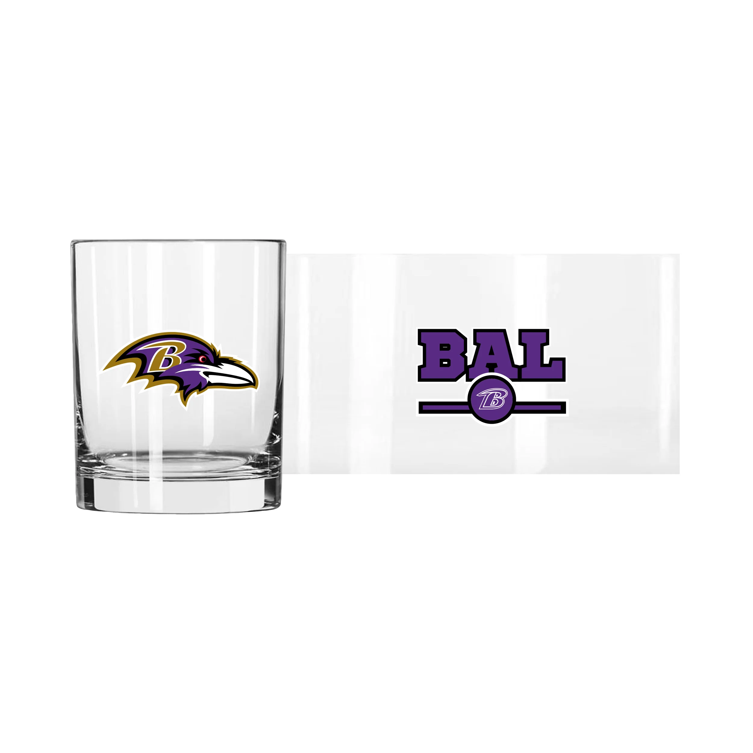 Baltimore Ravens 14oz Letterman Rocks Glass - Image 2