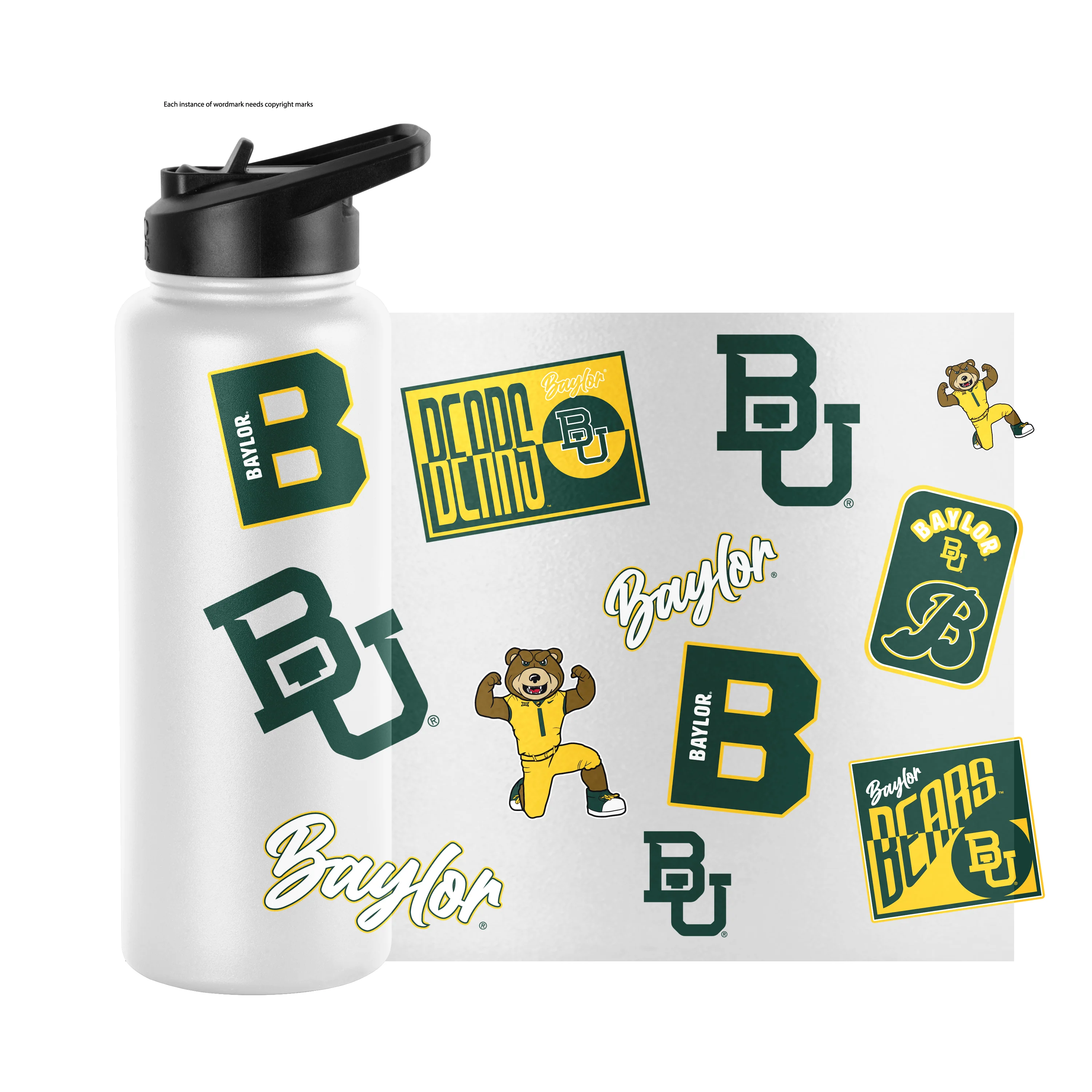 Baylor 34oz White Dreamweave Quencher Bottle - Image 5