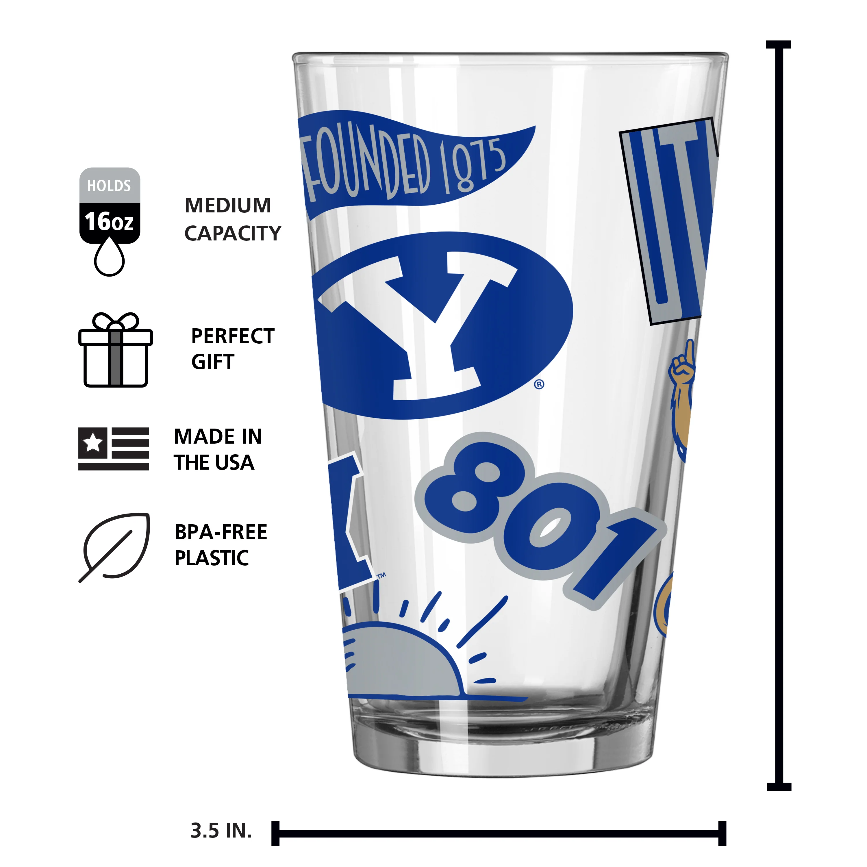 BYU 16oz Native Pint Glass - Image 7