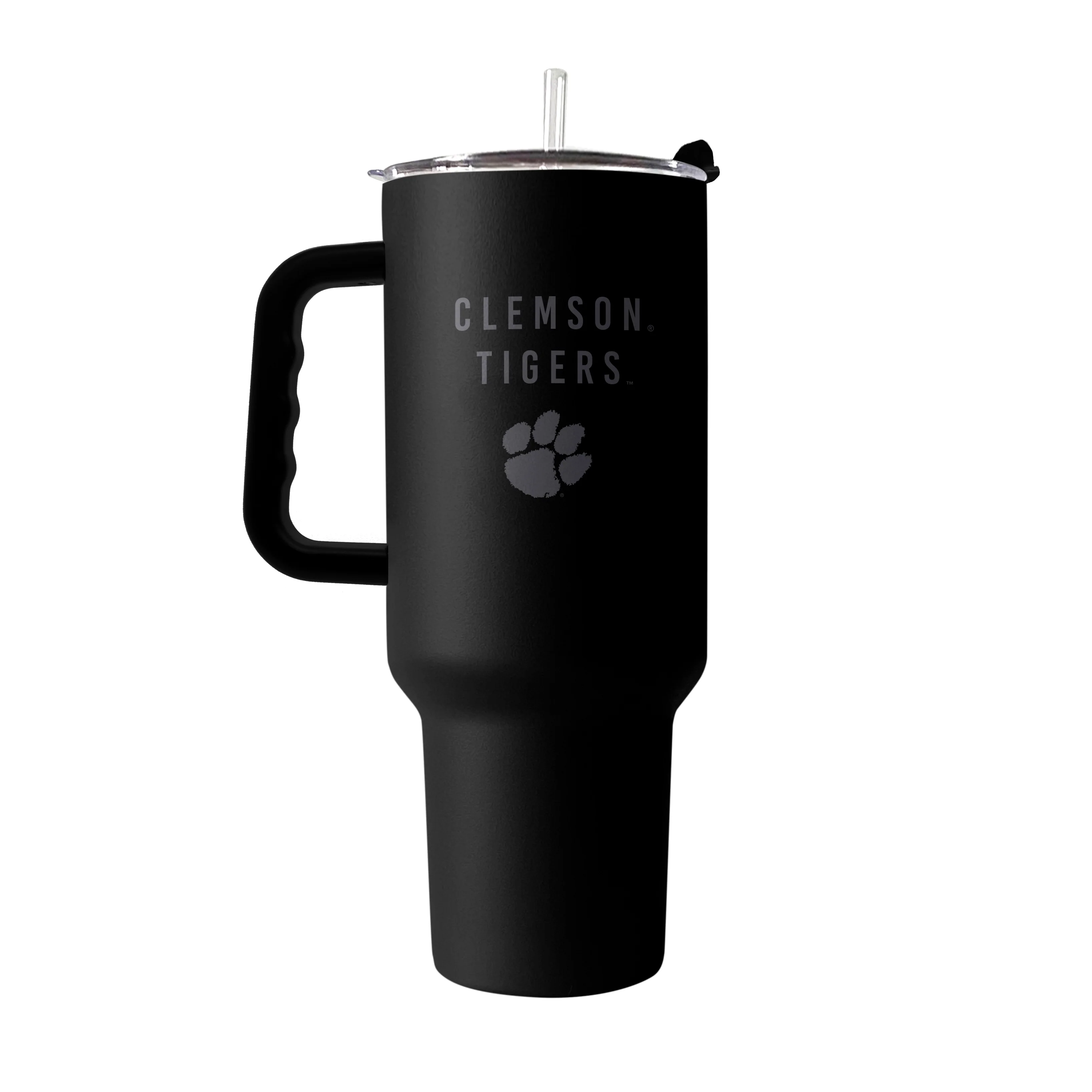 Clemson 40oz Black Tonal Powder Coat Tumbler