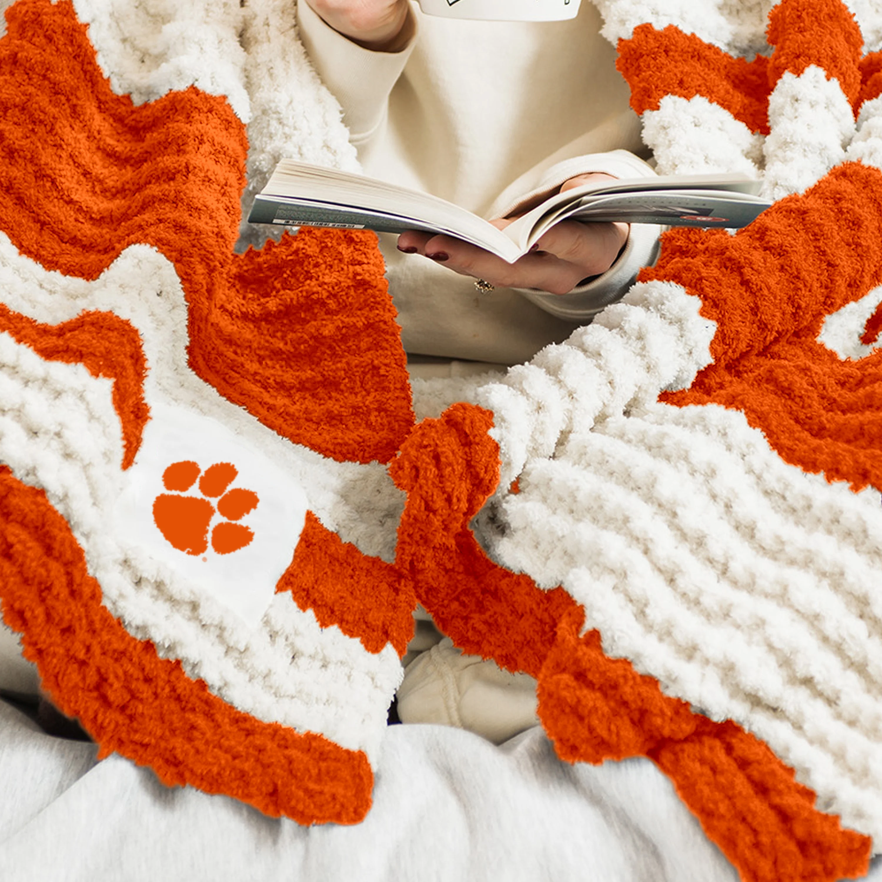 Clemson Cable Knit Throw 50x60 - Image 2