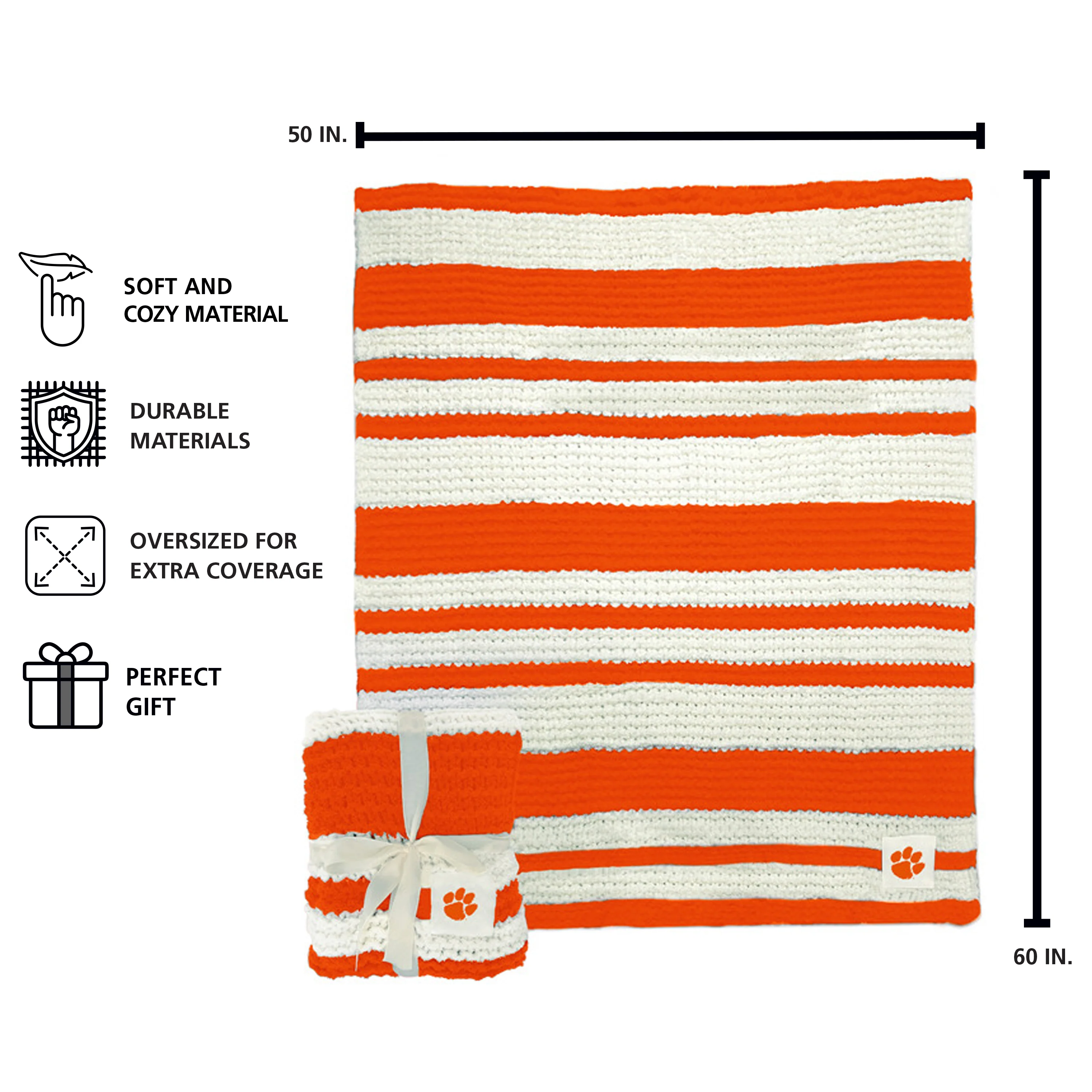 Clemson Cable Knit Throw 50x60 - Image 3