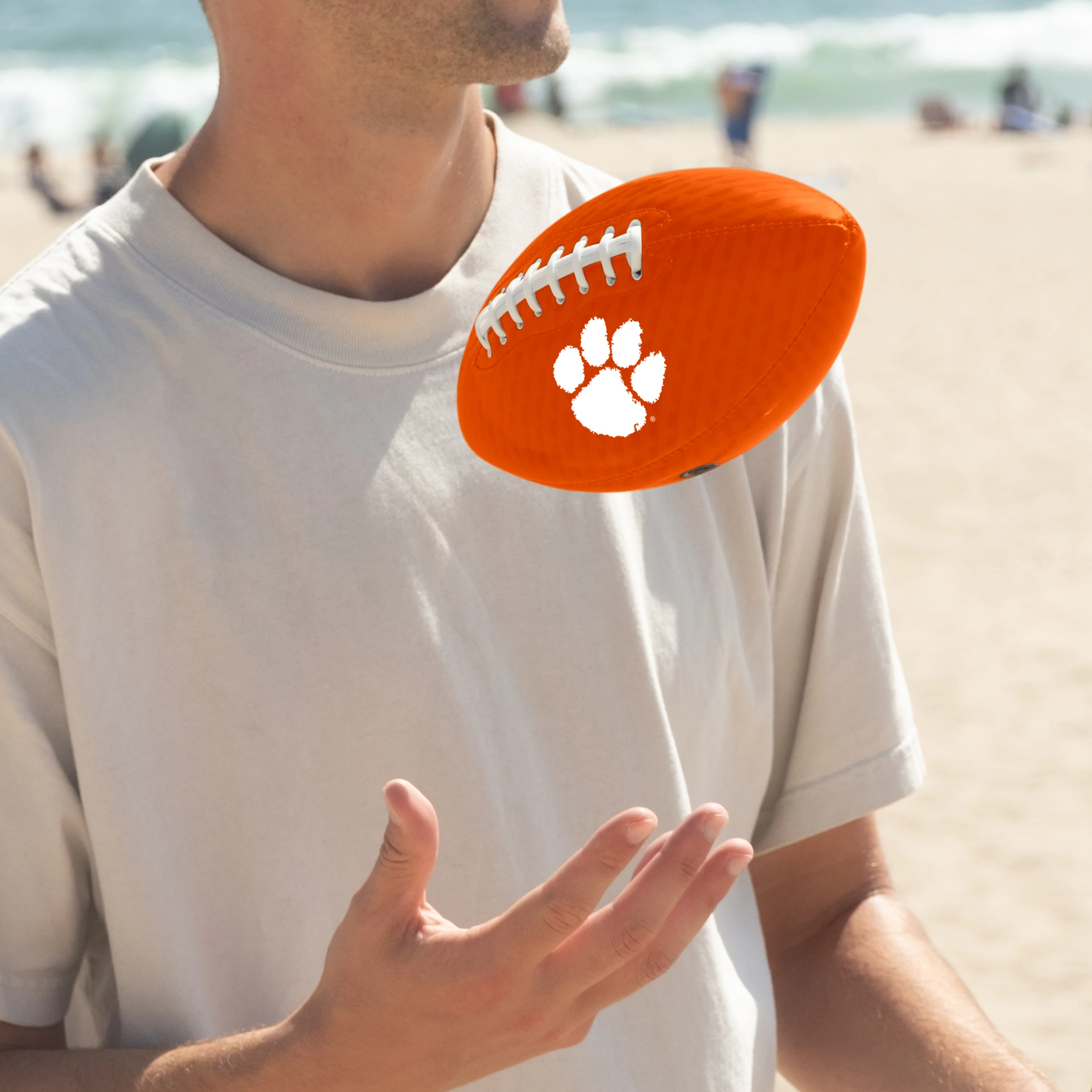Clemson Carbon Fiber Mini Size Glossy Football - Image 2