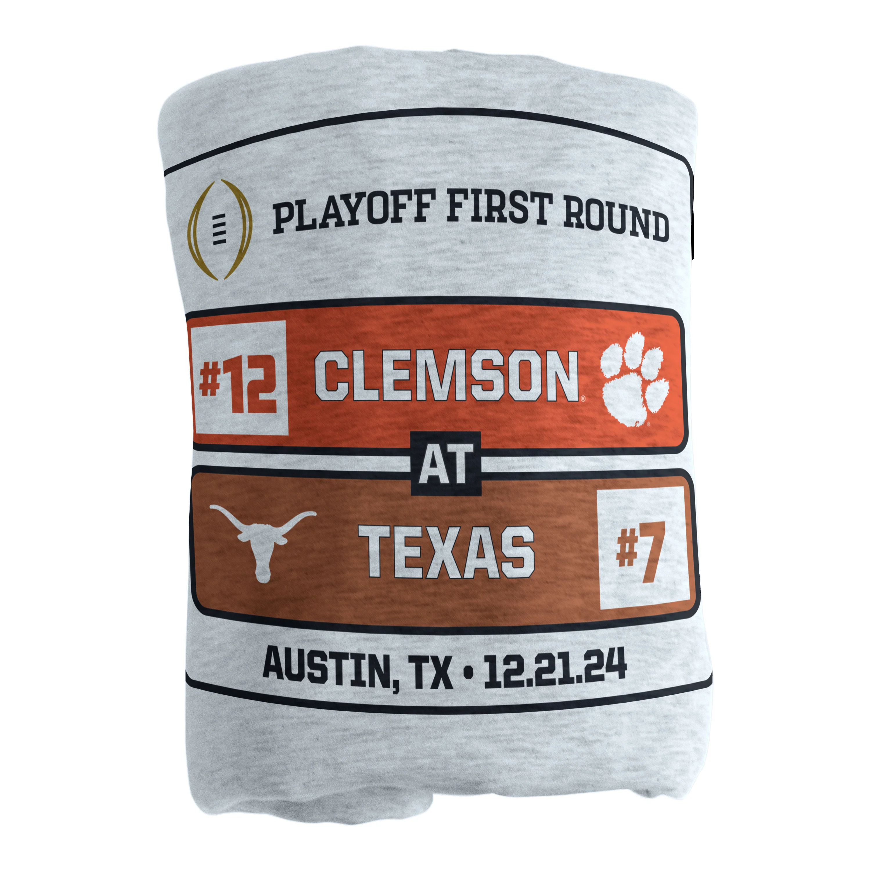 Clemson CFP Round 1 Match Up Gray Sublimated Sweatshirt Blanket - Image 3