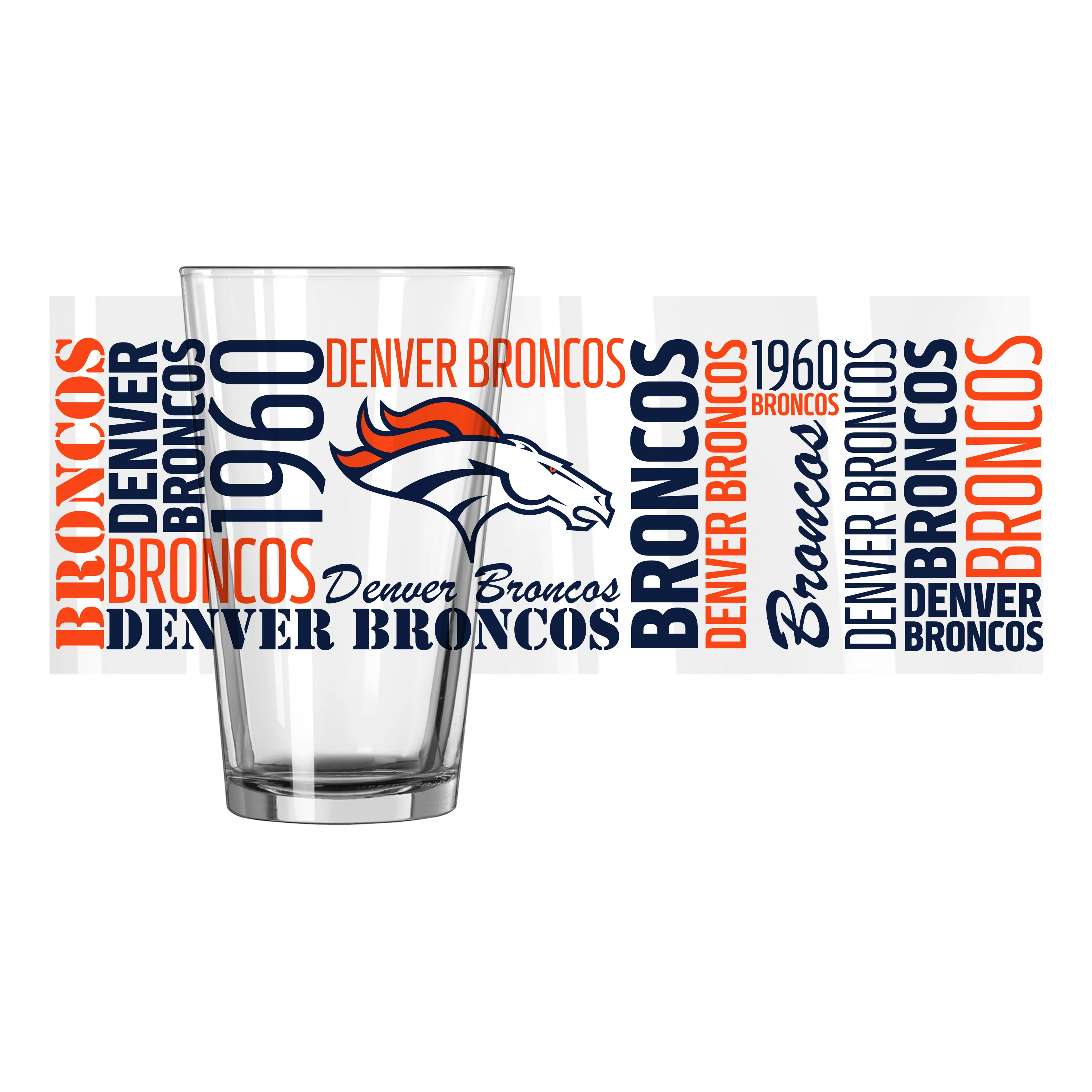 Denver Broncos 16oz Spirit Pint Glass - Image 2