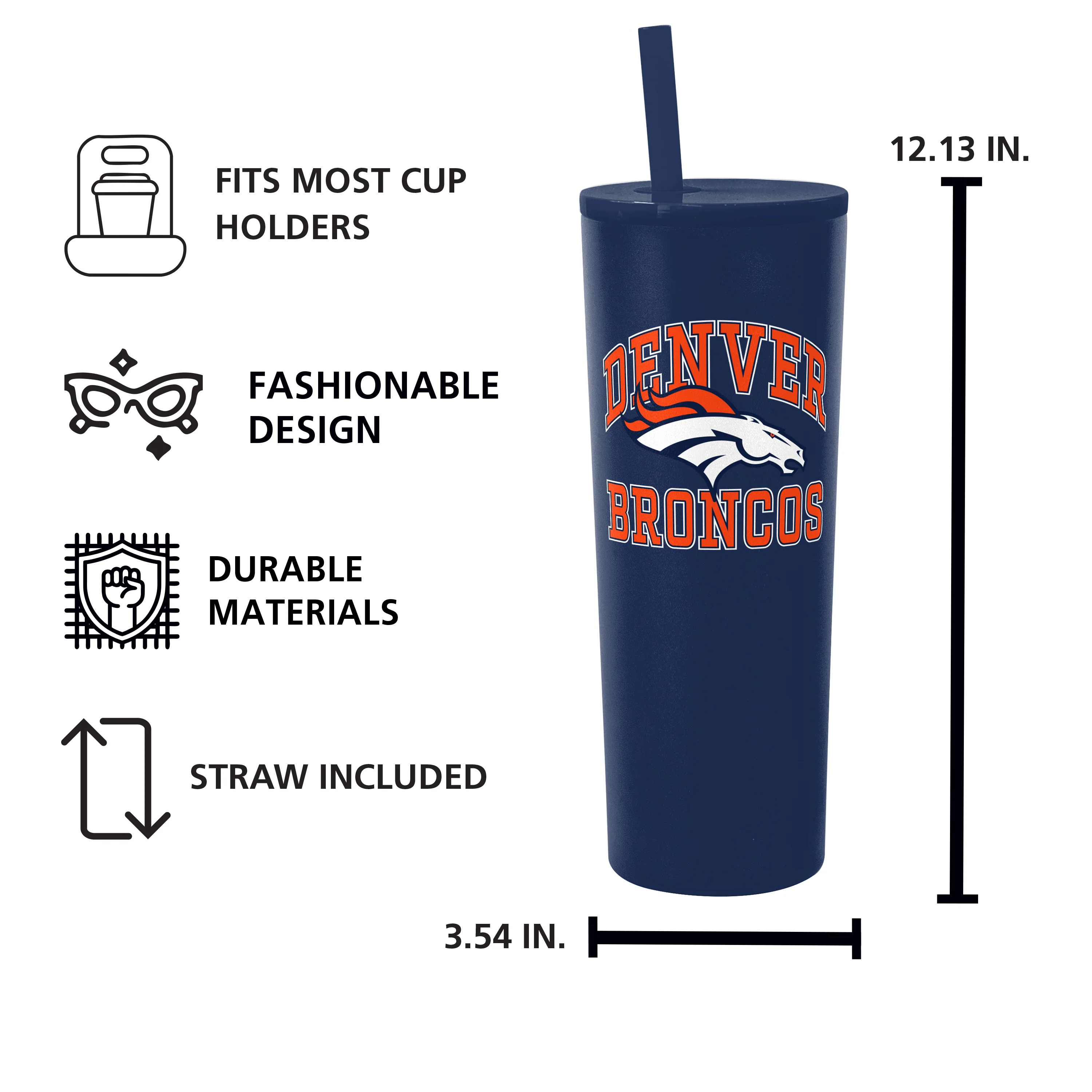Denver Broncos 30oz Athletic SS Straw Tumbler - Image 5
