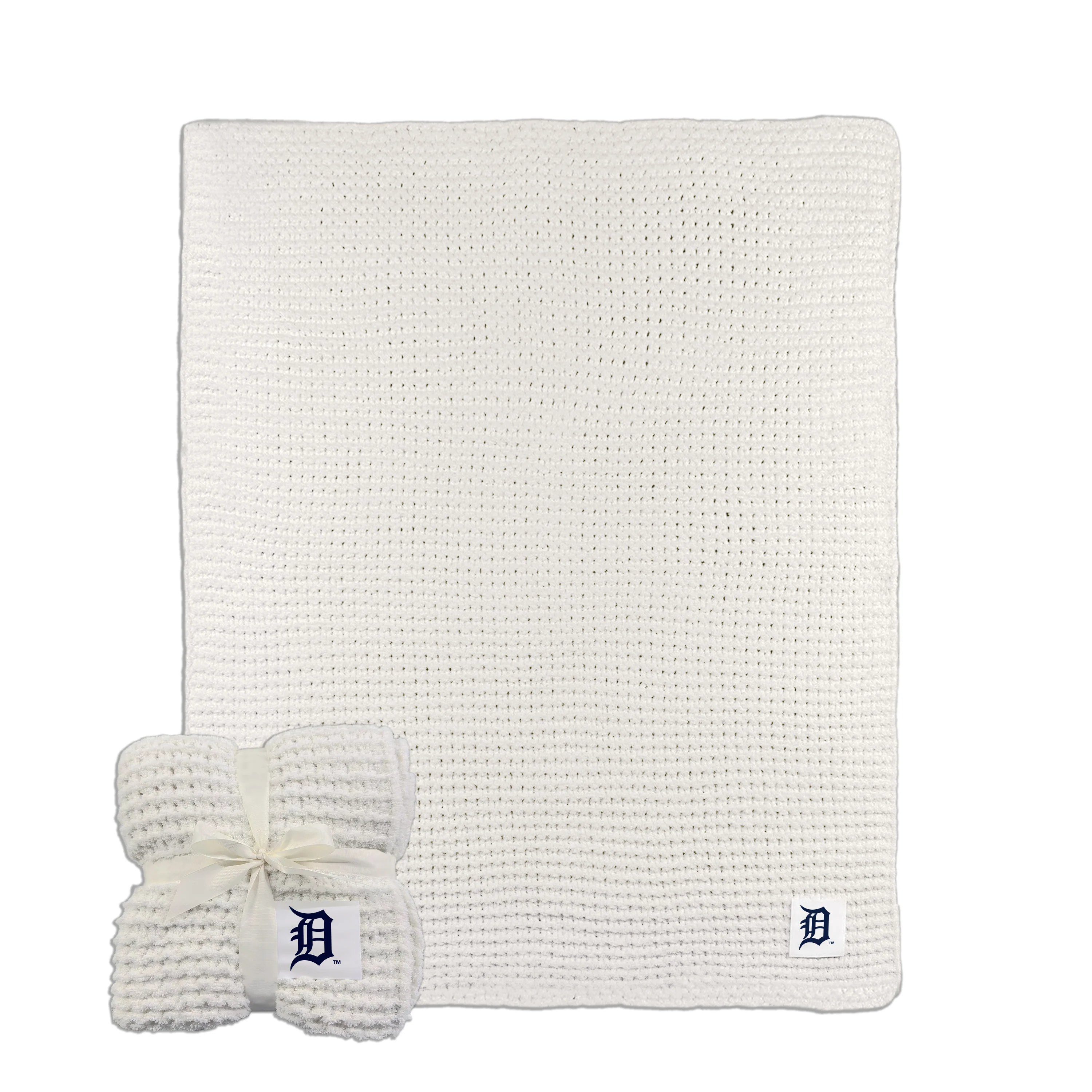 Detroit Tigers Ivory Cable Knit Throw 50x60