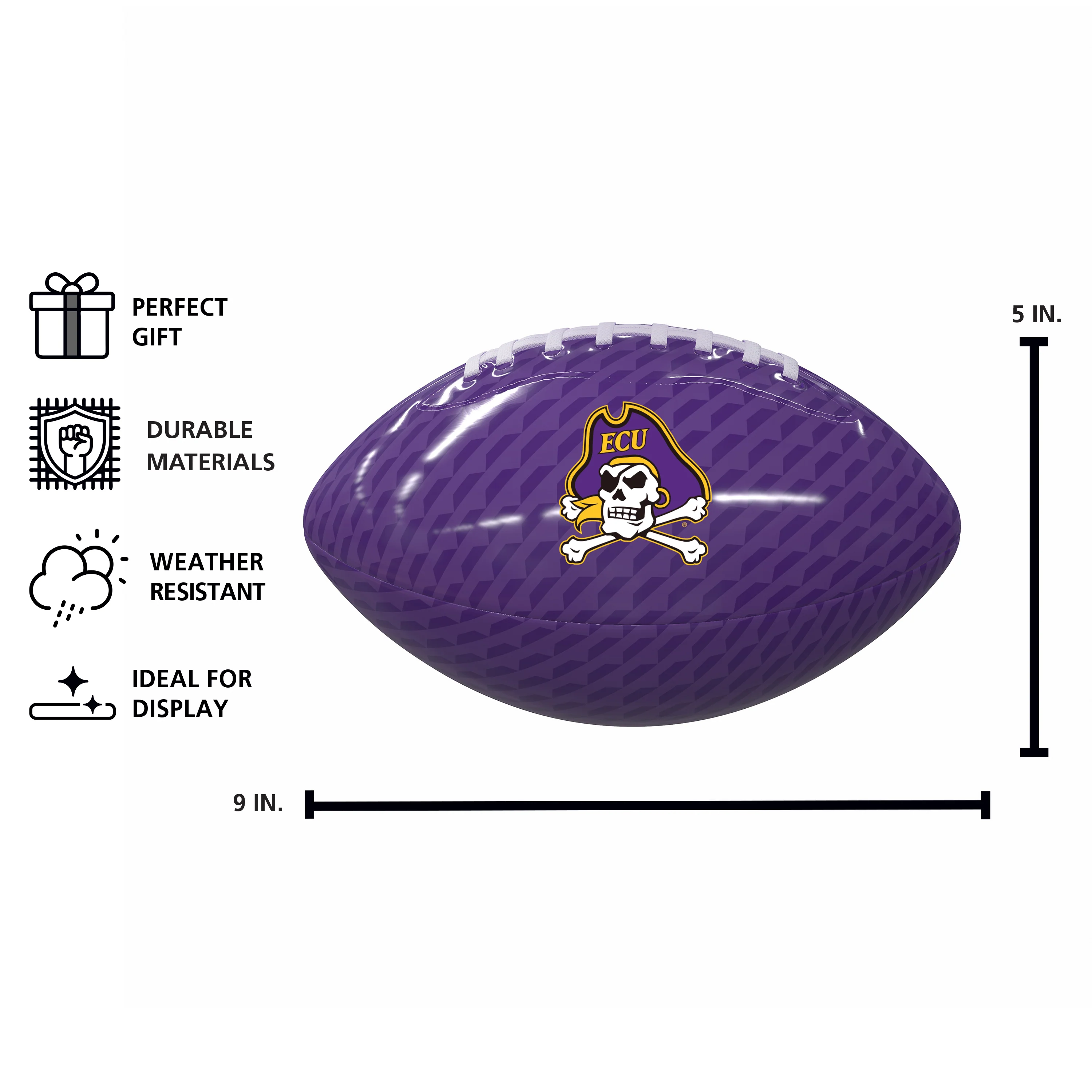 East Carolina Carbon Fiber Mini-Size Glossy Football - Image 4