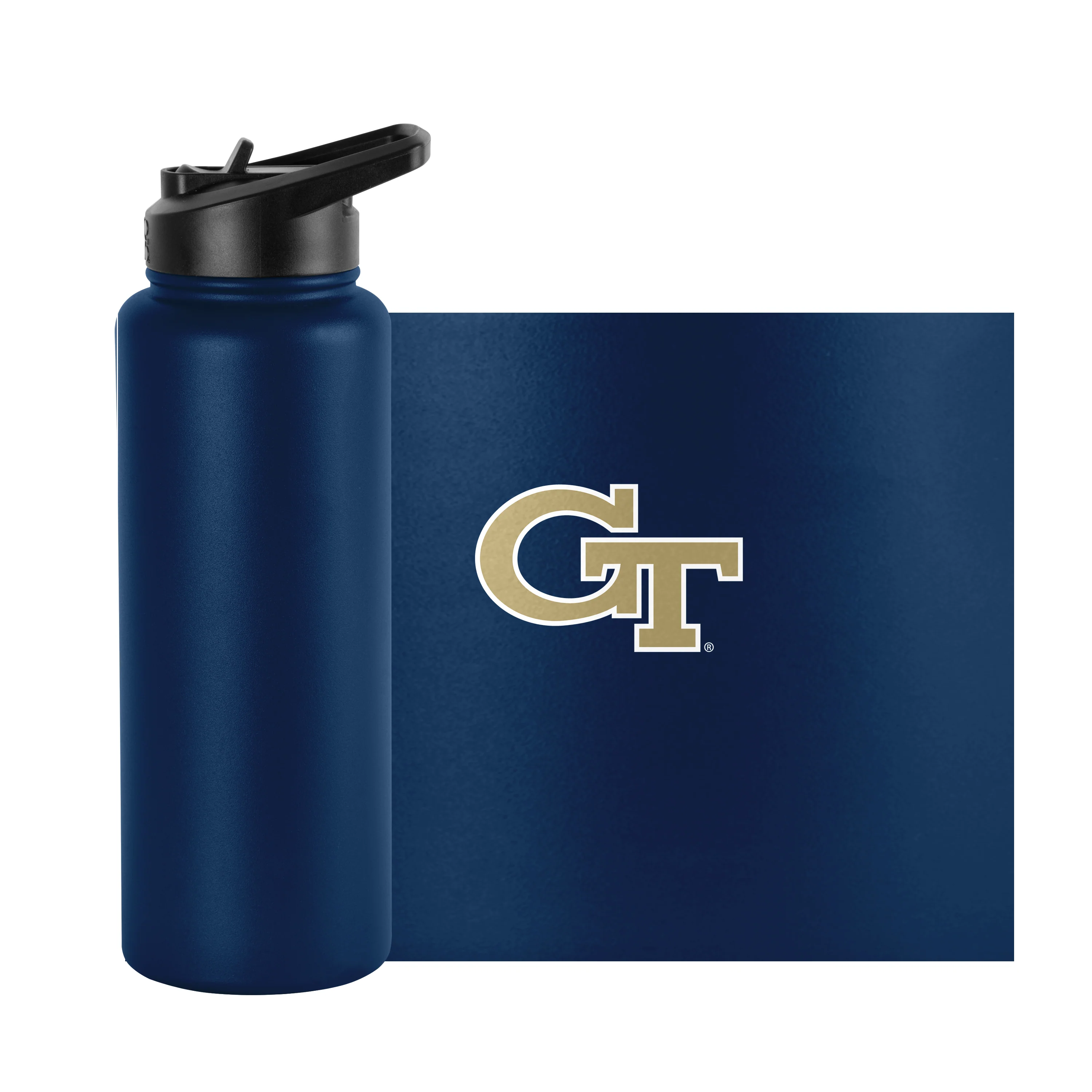 Georgia Tech Quencher Logo Flip Top Water Bottle - Image 2