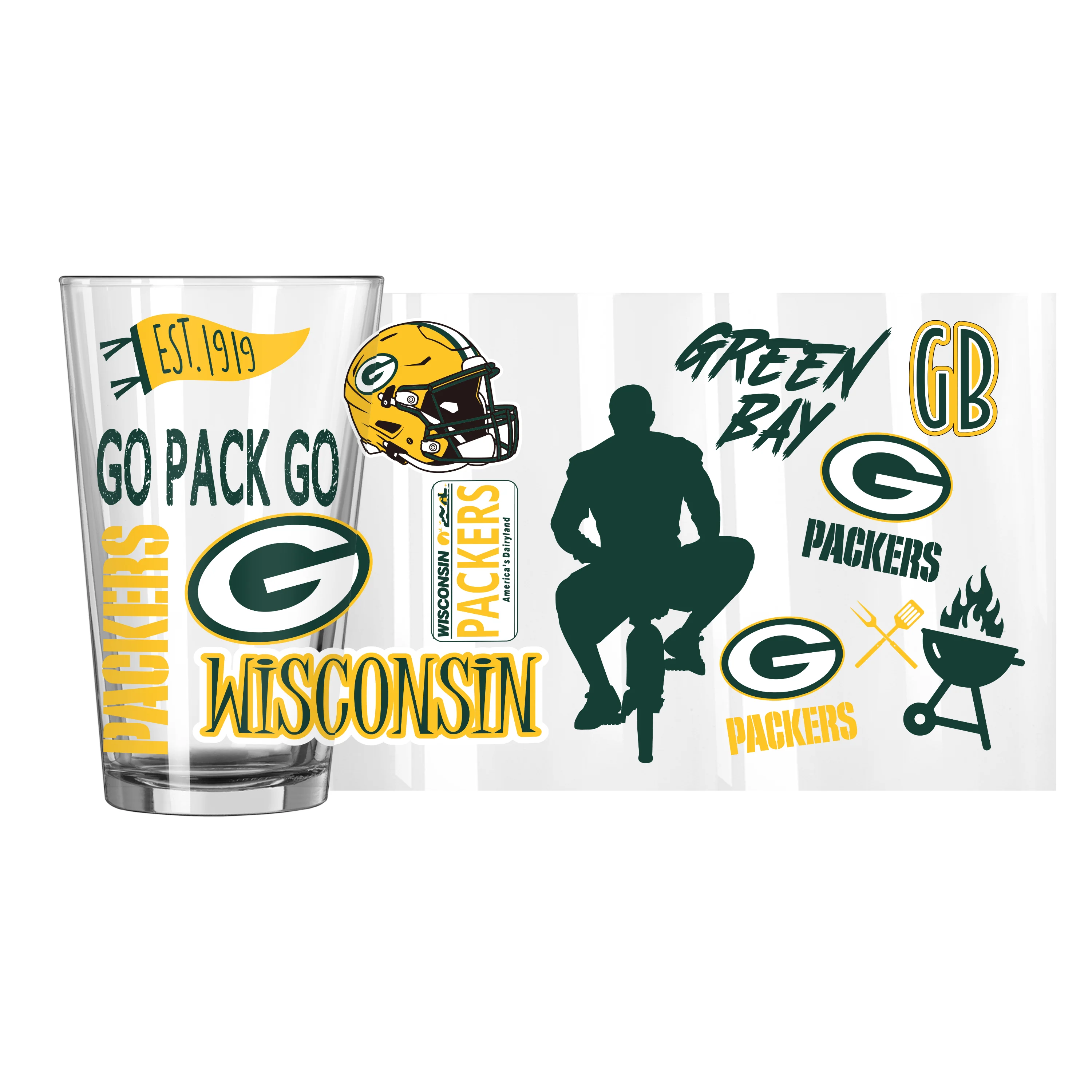 Green Bay Packers 16oz Native Pint Glass - Image 2