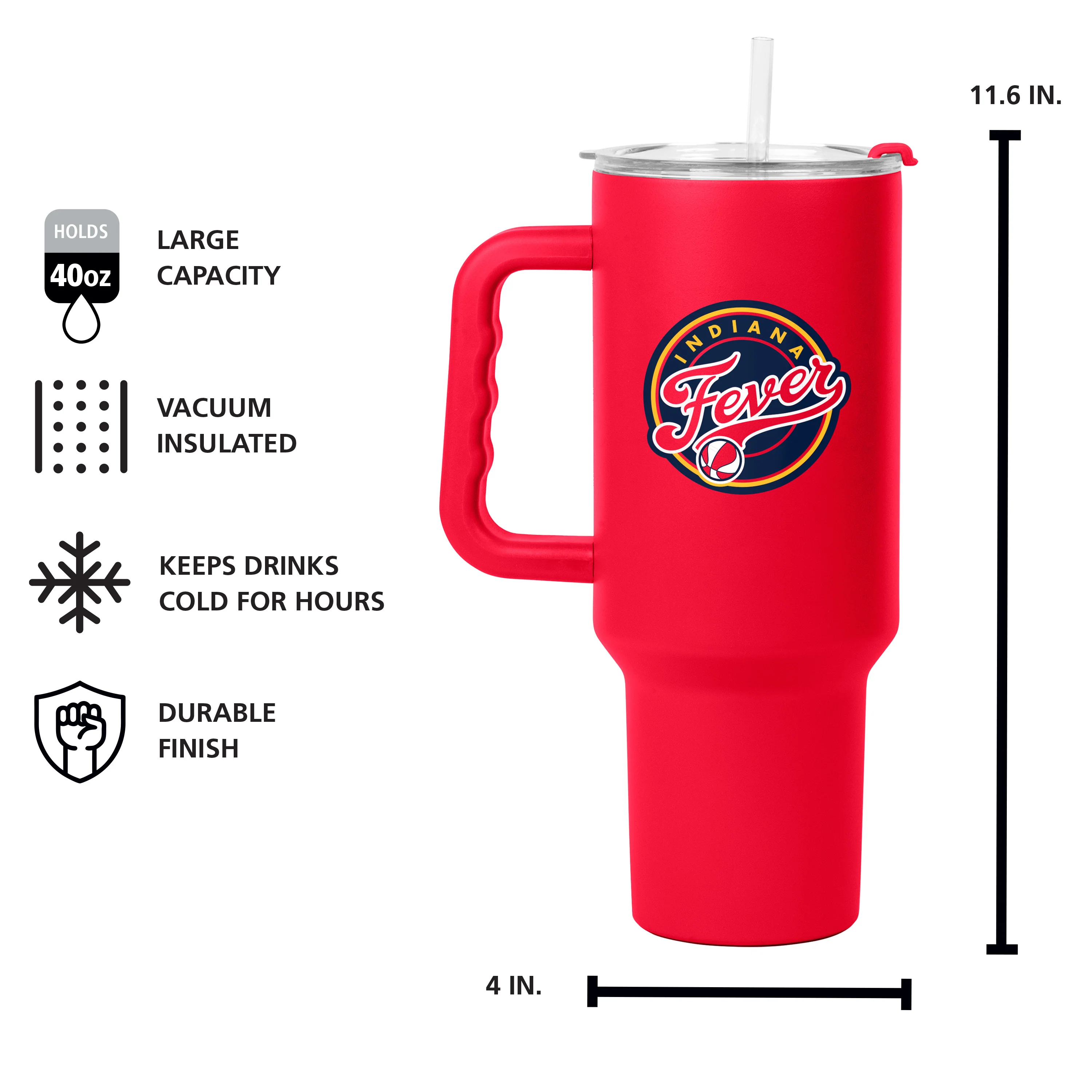 Indiana Fever 40oz Flipside Powder Coat Tumbler - Image 5