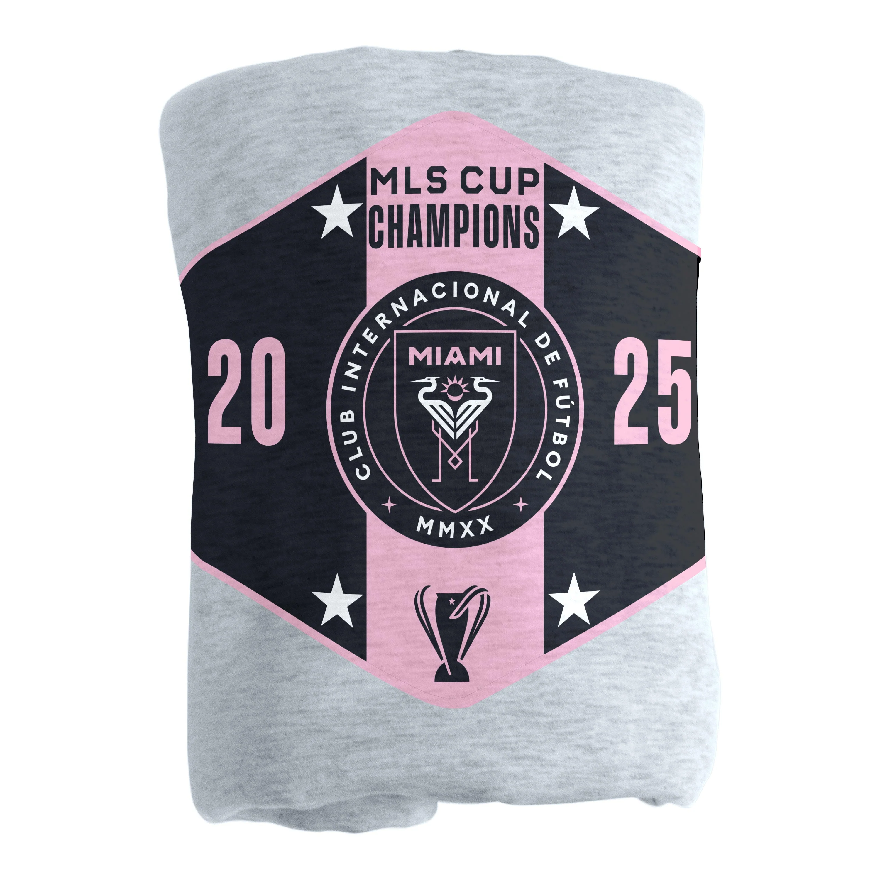 Inter Miami CF 2025 MLS Cup Champions Athletic Gray Sublimated Sweatshirt Blanket - Image 2