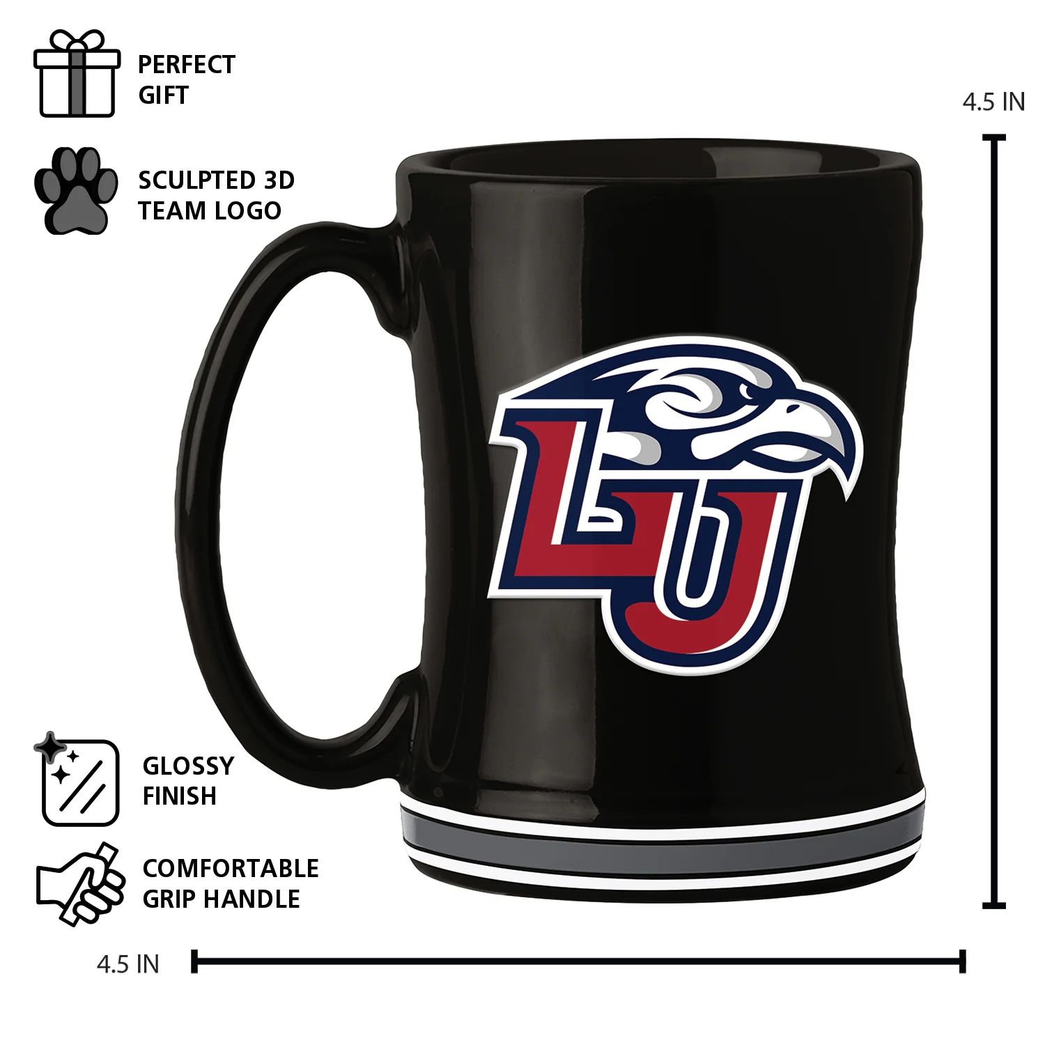 Liberty University 14oz Black Tonal Relief Mug - Image 7