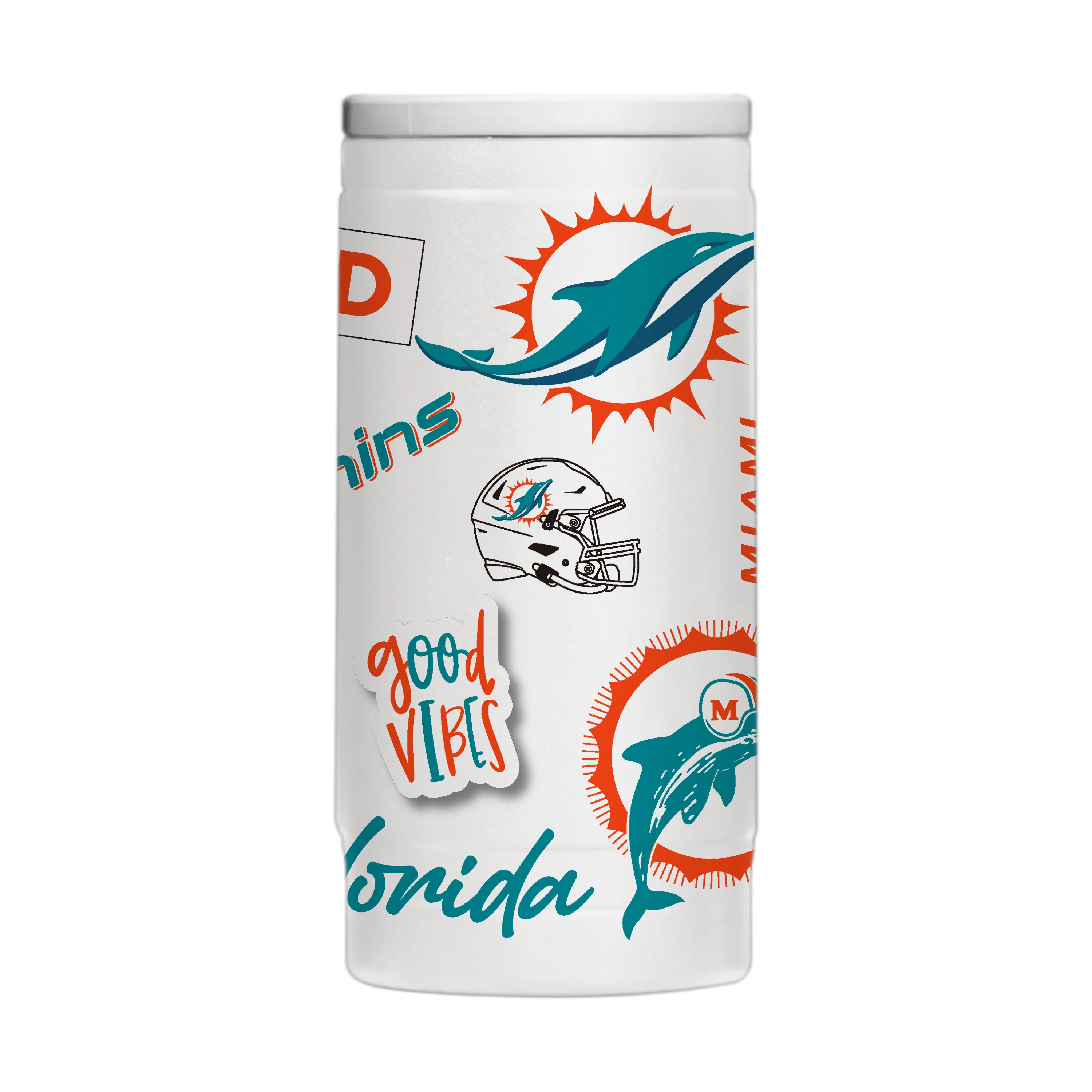 Miami Dolphins 12oz Native Powdercoat SlimCan Coolie - Image 2