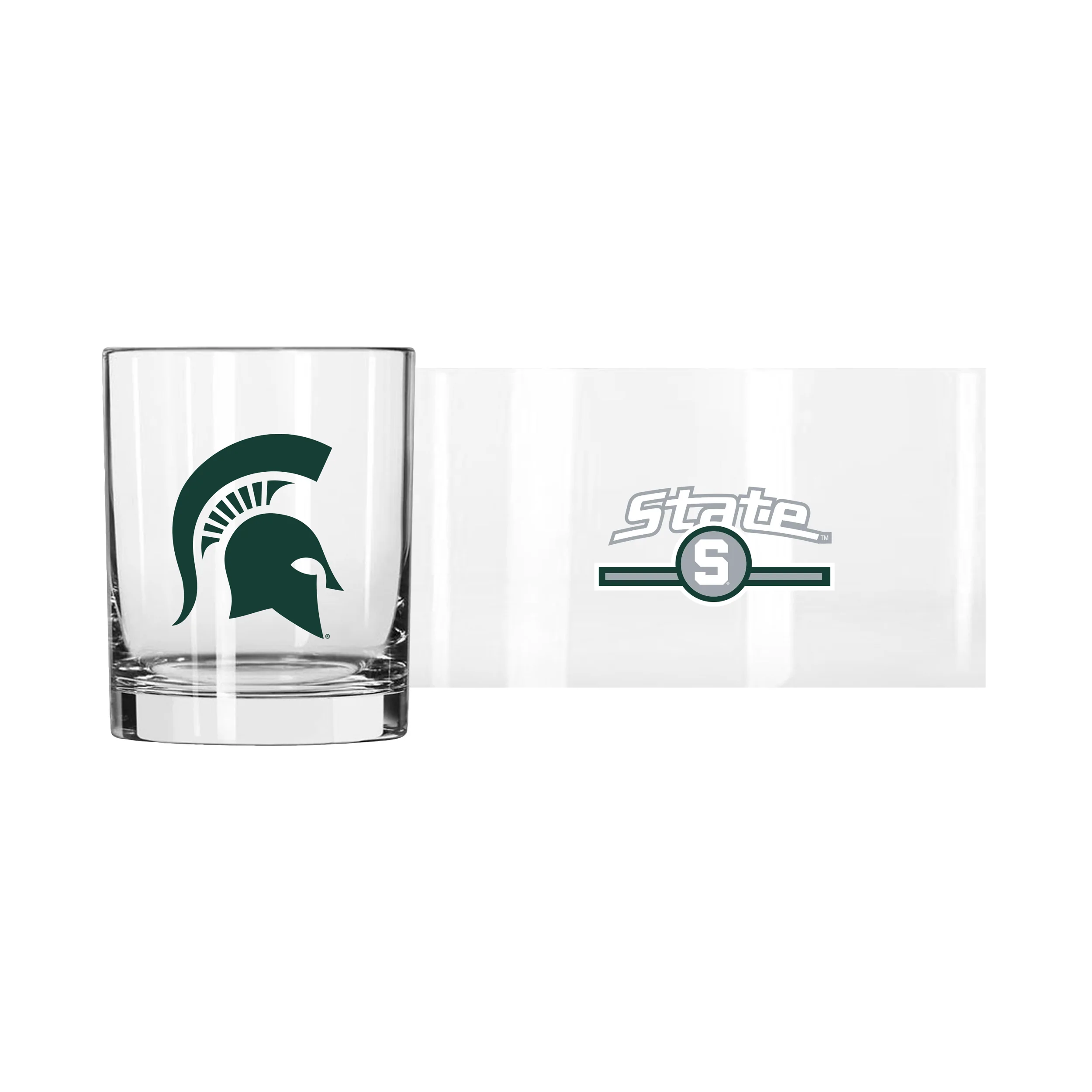 Michigan State 14oz Letterman Rocks Glass - Image 2