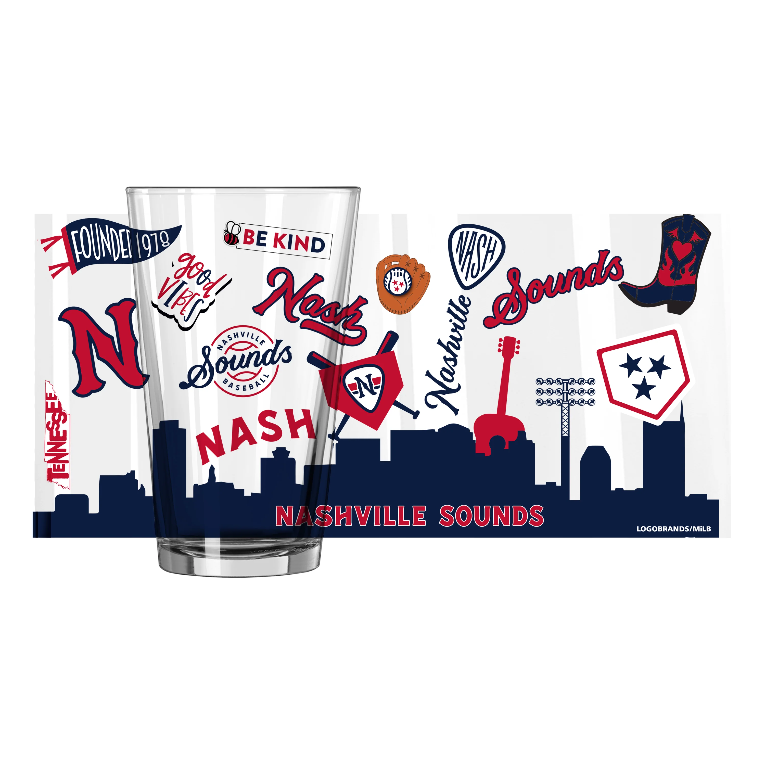 Nashville Sounds 16oz Native Pint Glass - Image 2