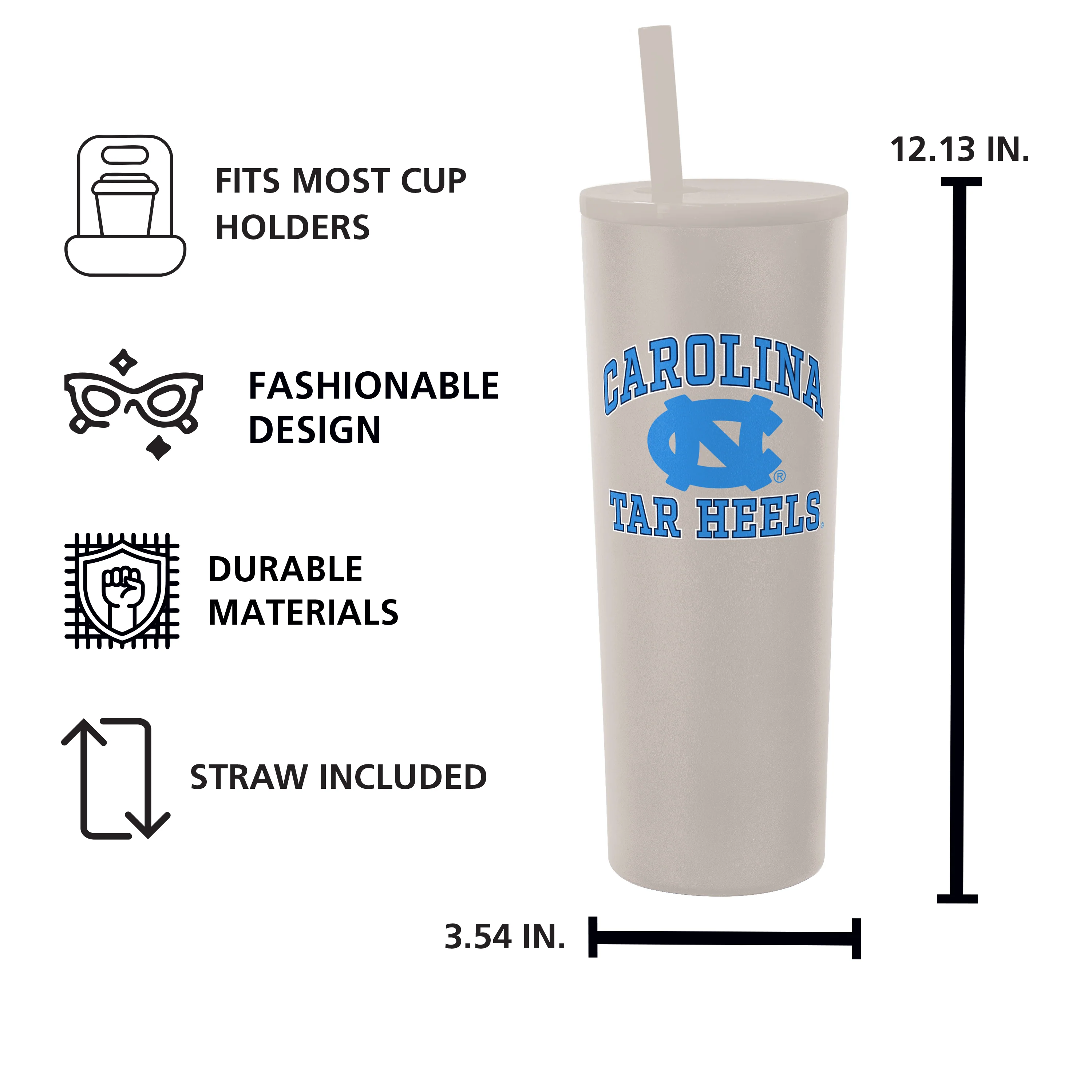 North Carolina 30oz Athletic SS Straw Tumbler - Image 5