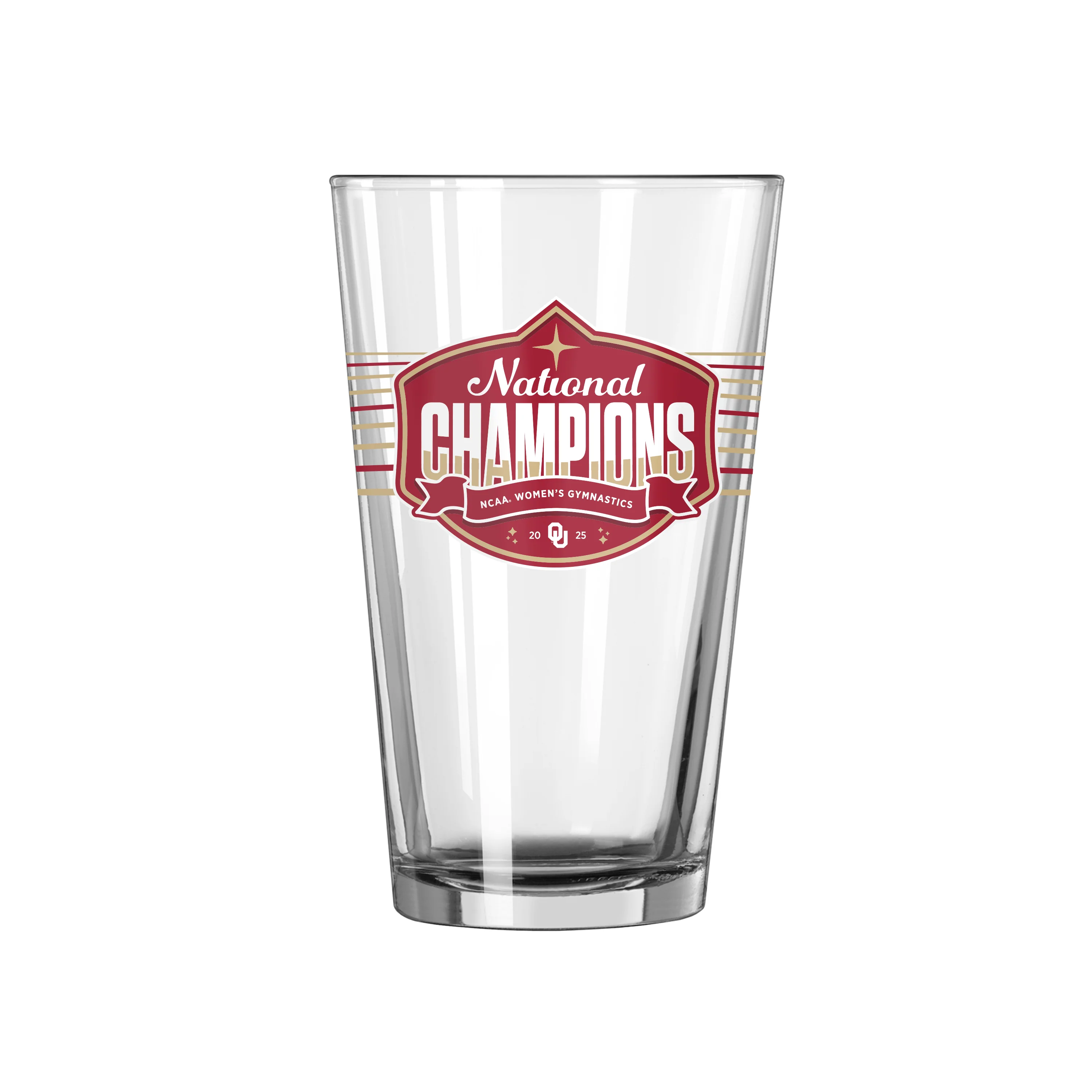 Oklahoma 2025 Womens Gymnastics Champions 16oz Pint Glass