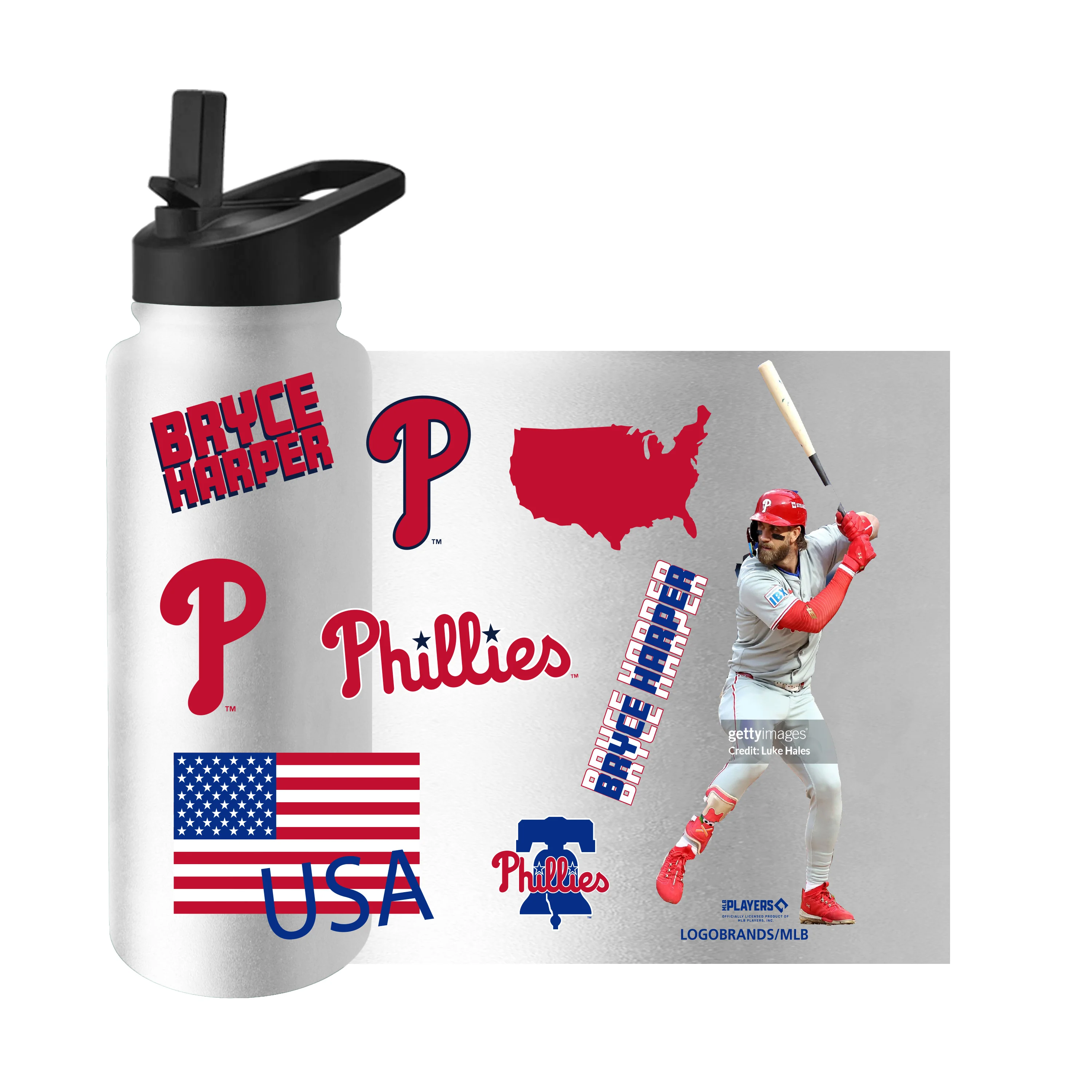 Philadelphia Phillies 34oz Bryce Harper Native Quencher Bottle - Image 3
