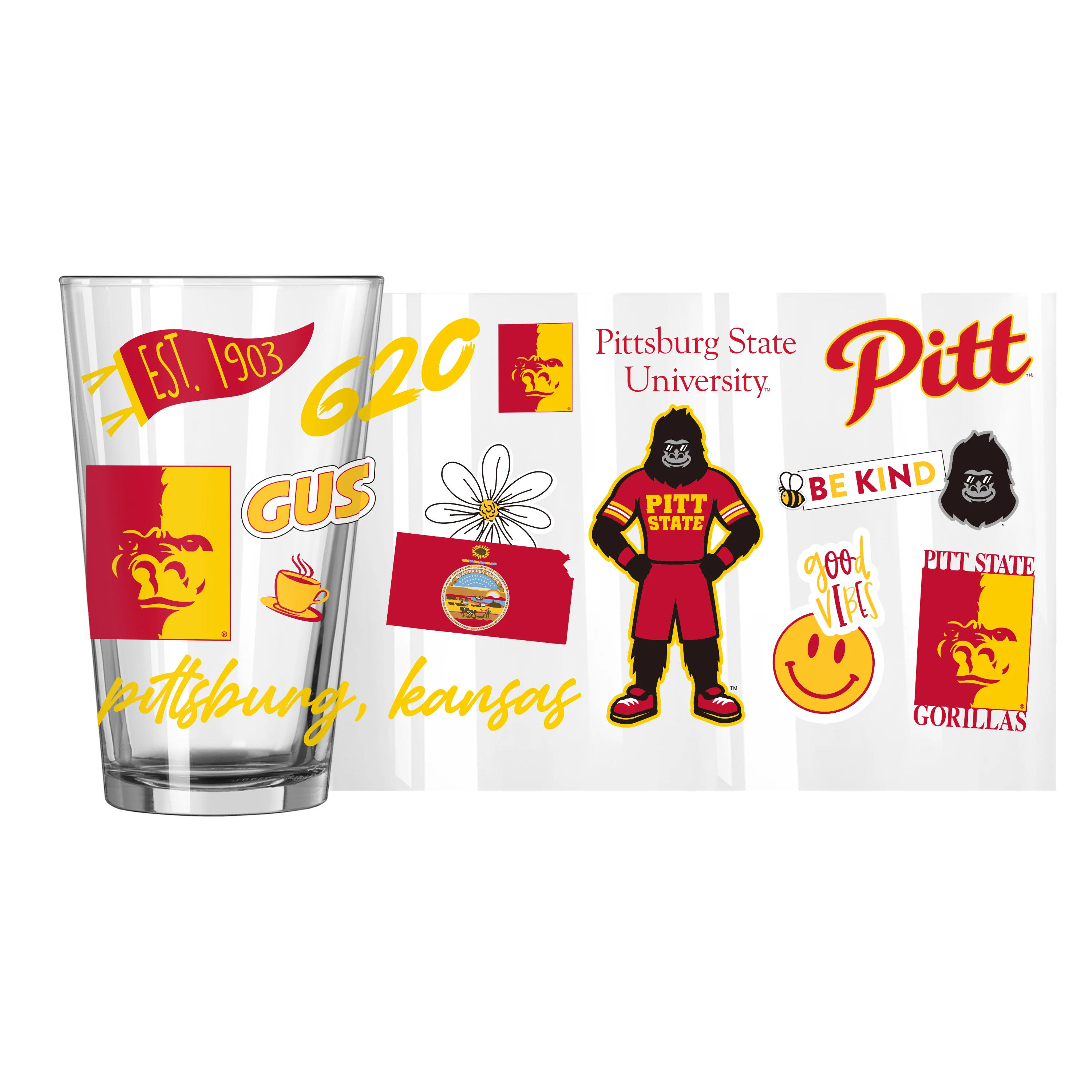 Pitt State (KS) 16oz Native Pint Glass - Image 2