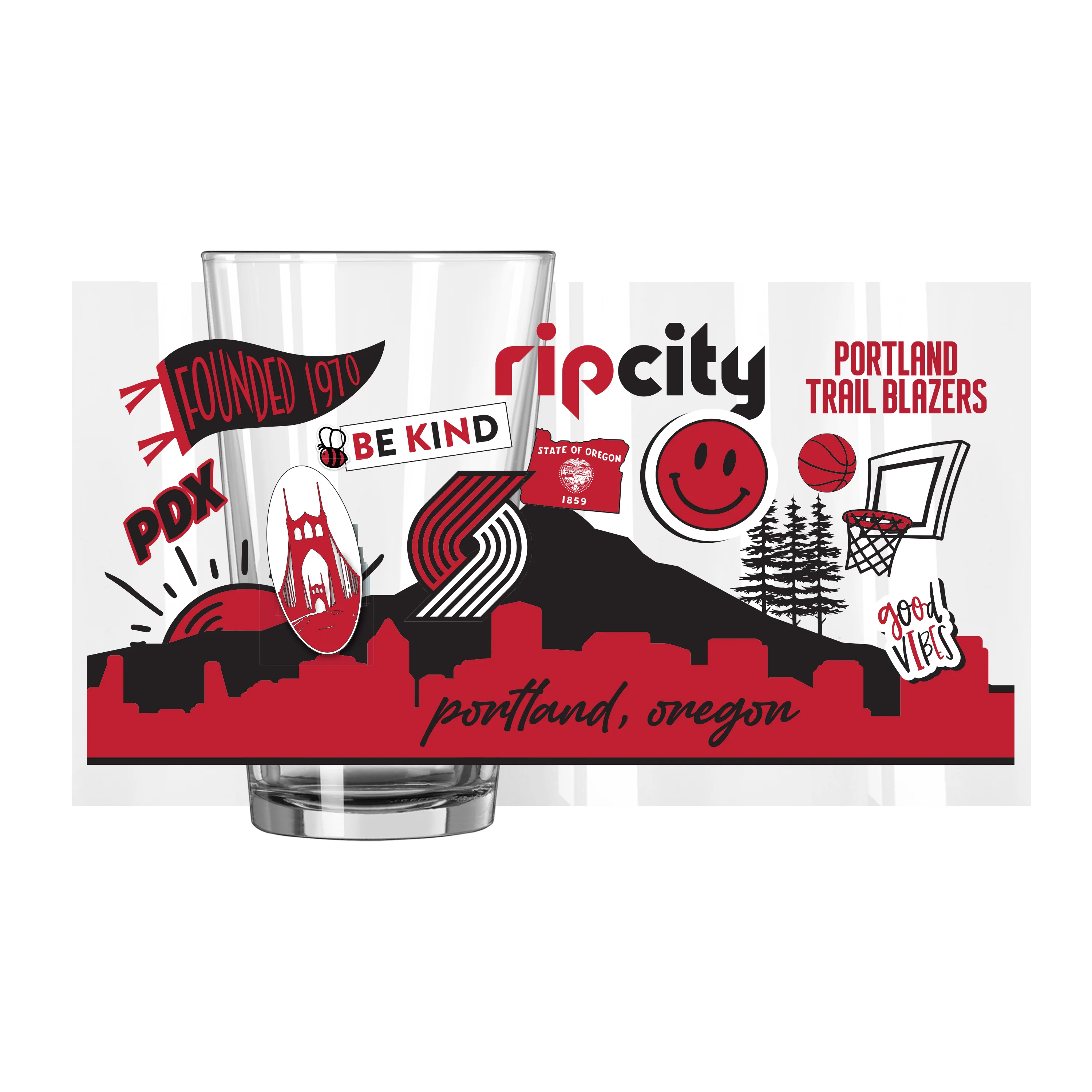 Portland Trail Blazers 16oz Native Pint Glass - Image 4