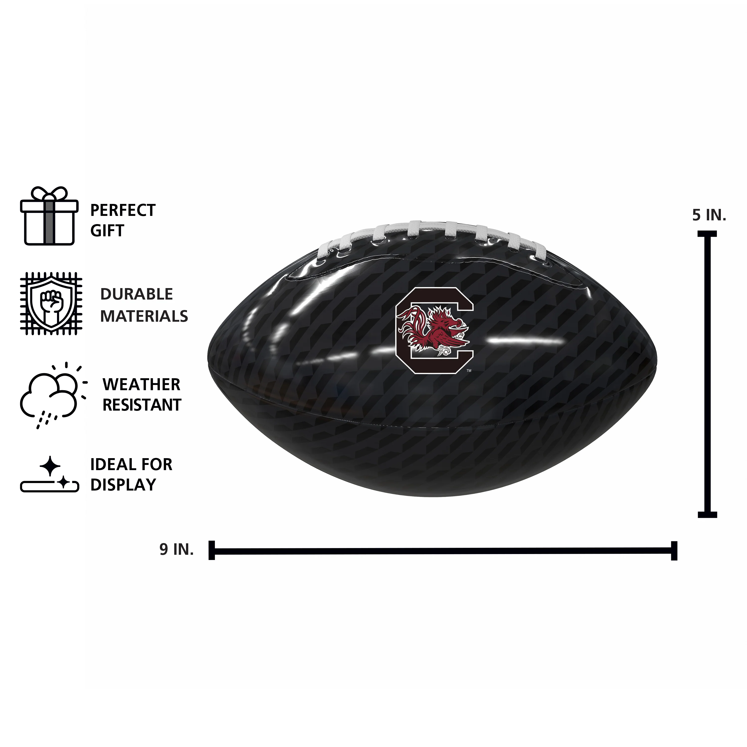 South Carolina Carbon Fiber Mini SizeGlossy Football - Image 3