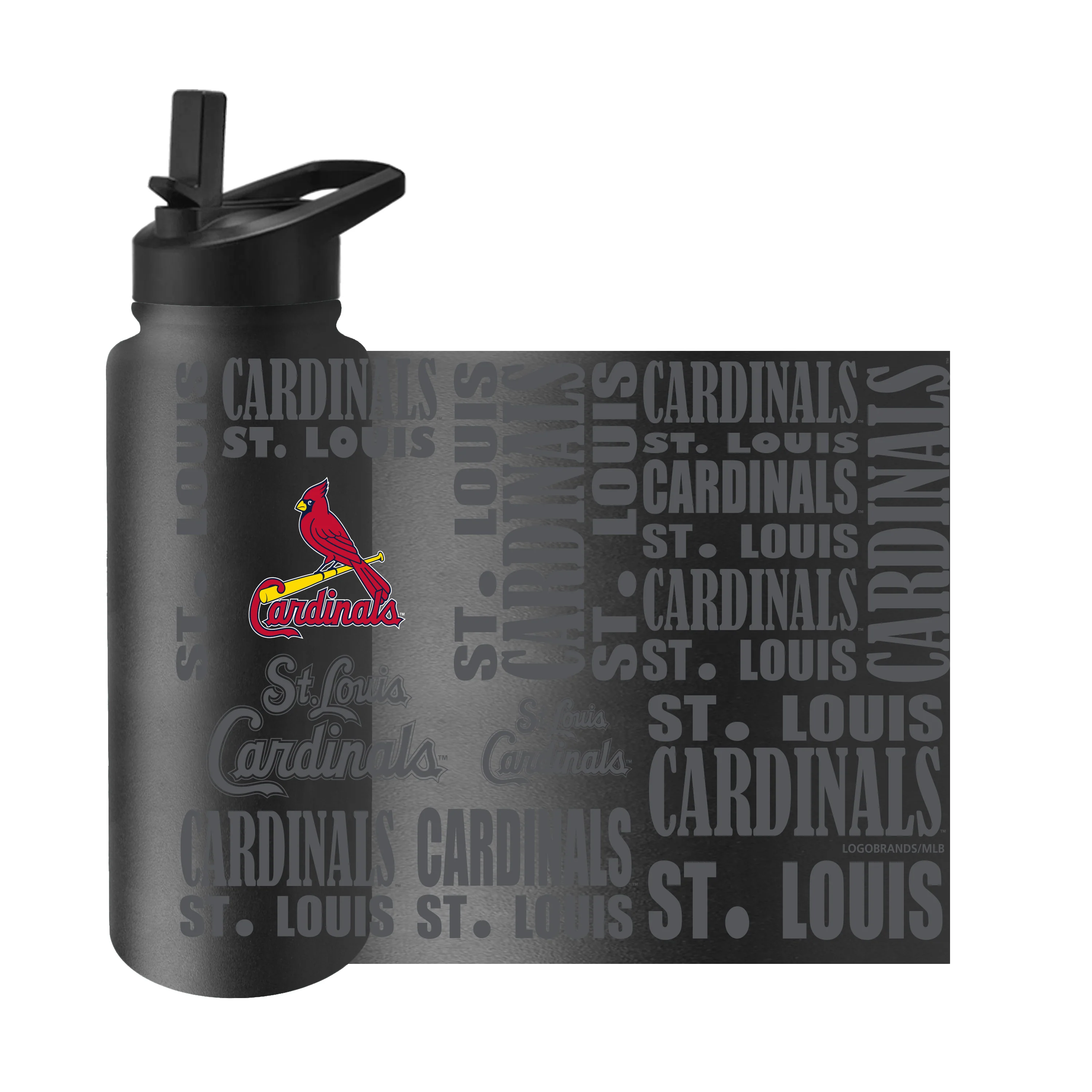 St. Louis Cardinals 34oz Black Replay Quencher Bottle - Image 3