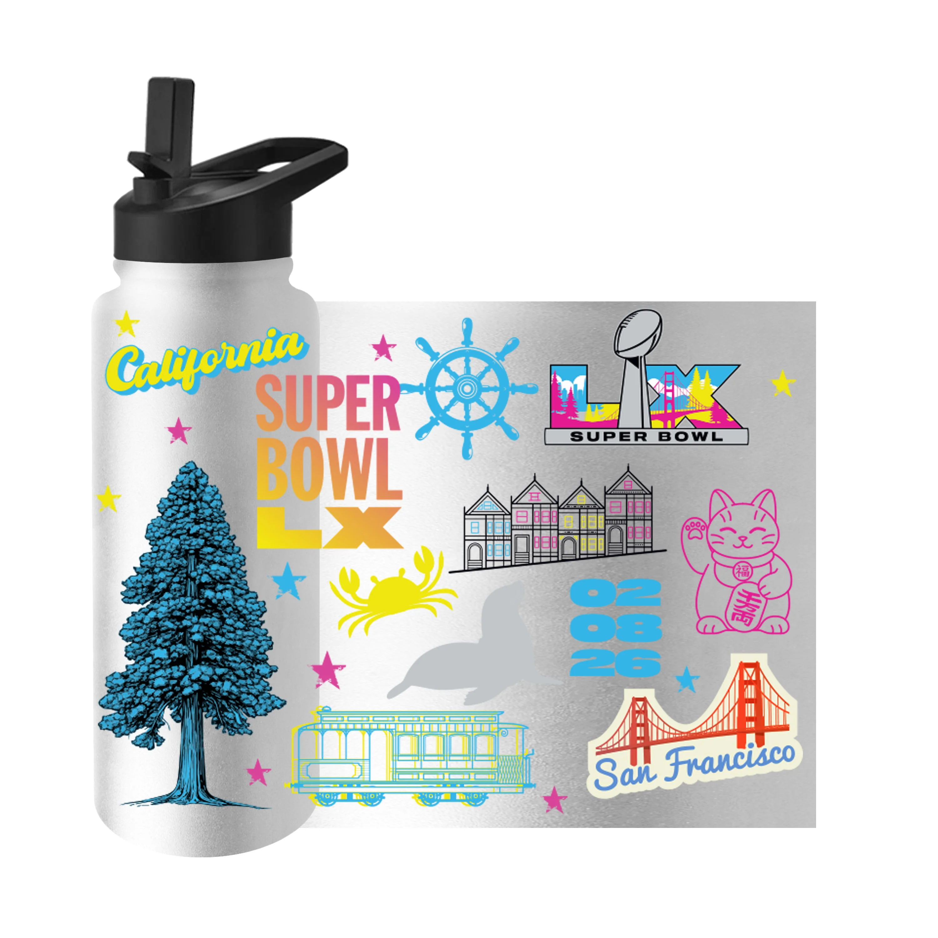 Super Bowl 60 Generic 34oz Quencher Bottle - Image 4