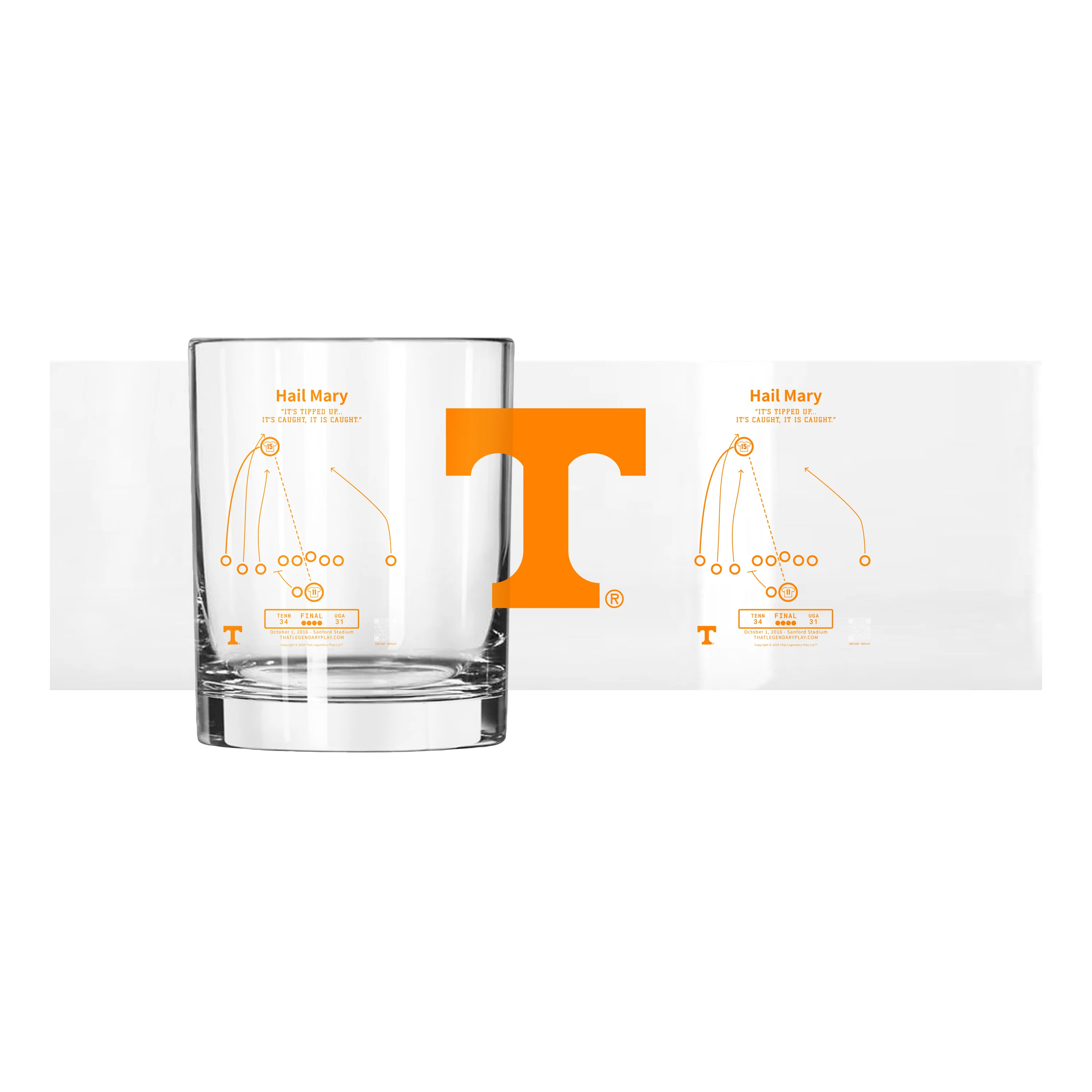Tennessee Legendary Play 14oz Hail Mary Rocks Glass - Image 2