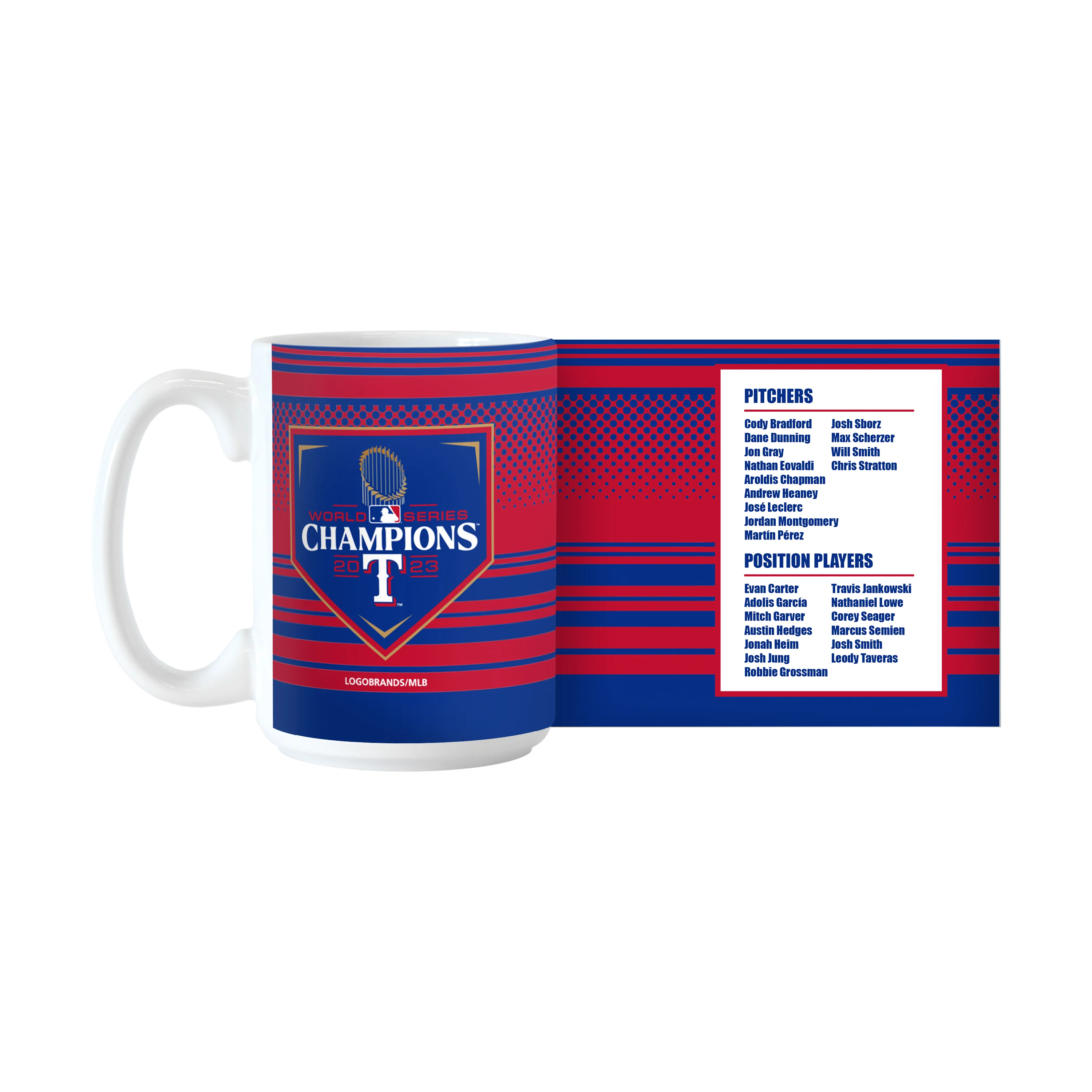 Texas Rangers 15oz 2023 World Series Champions Roster Sublimated Mug - Image 2