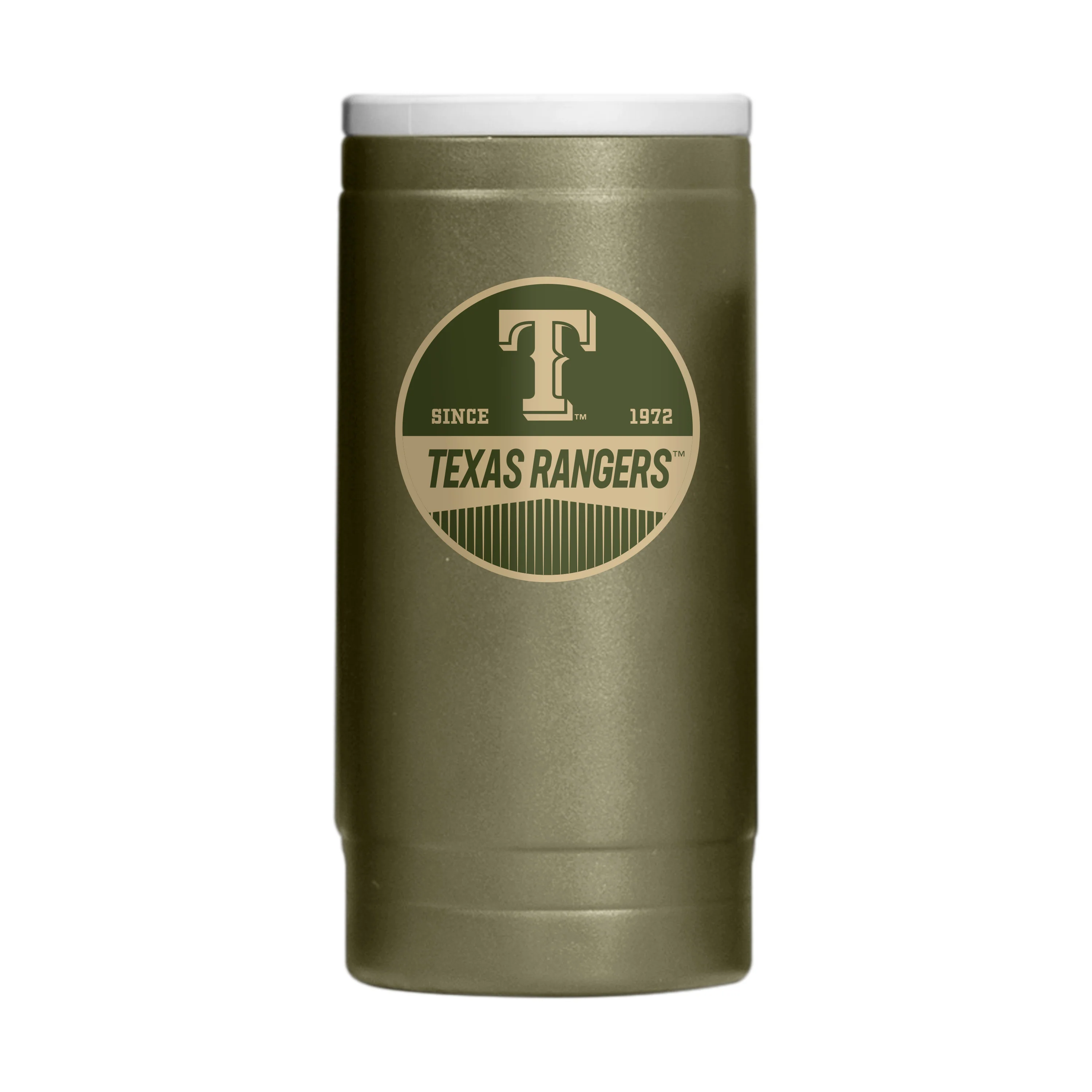 Texas Rangers Badge Powder Coat Slim Can Coolie