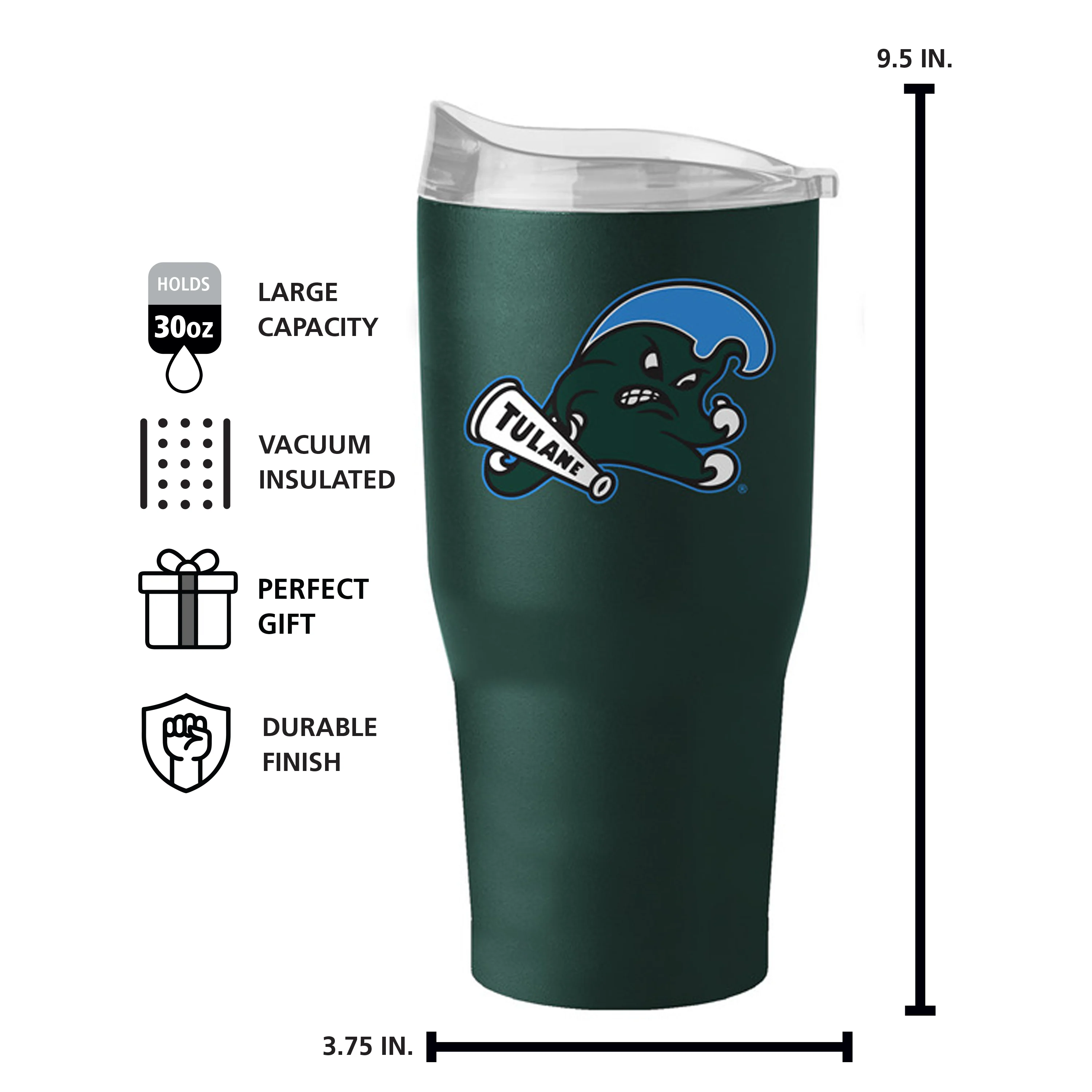 Tulane 30oz Flipside Powder Coat Tumbler - Image 6