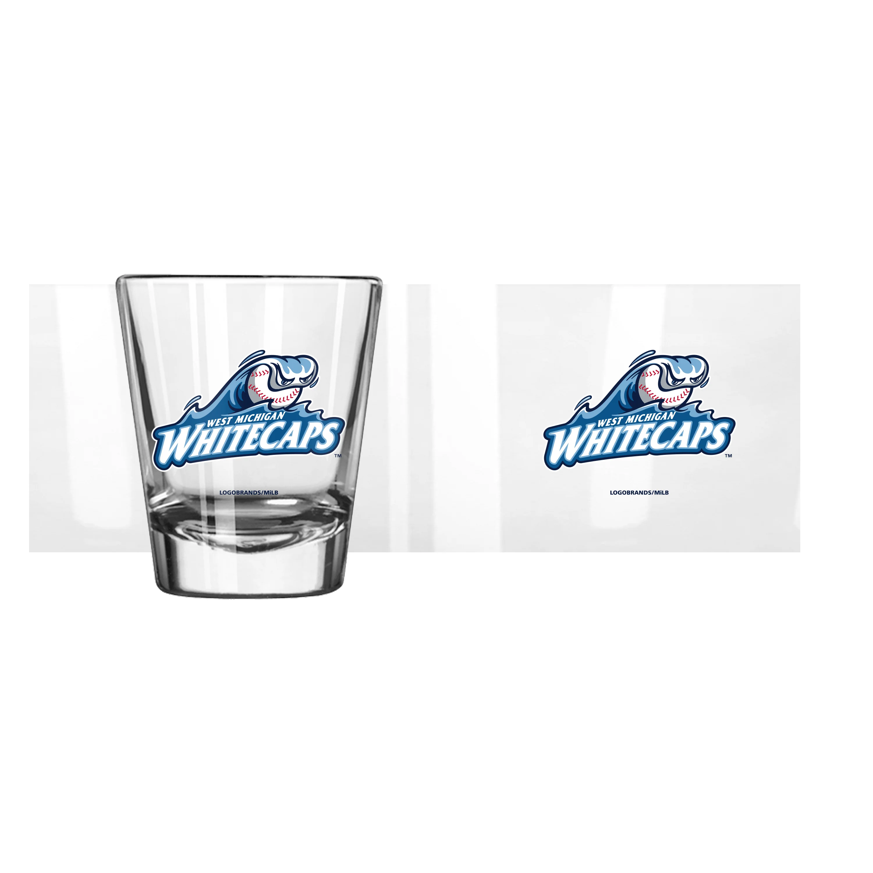 West Michigan Whitecaps 2oz Logo Shot Glass - Image 2