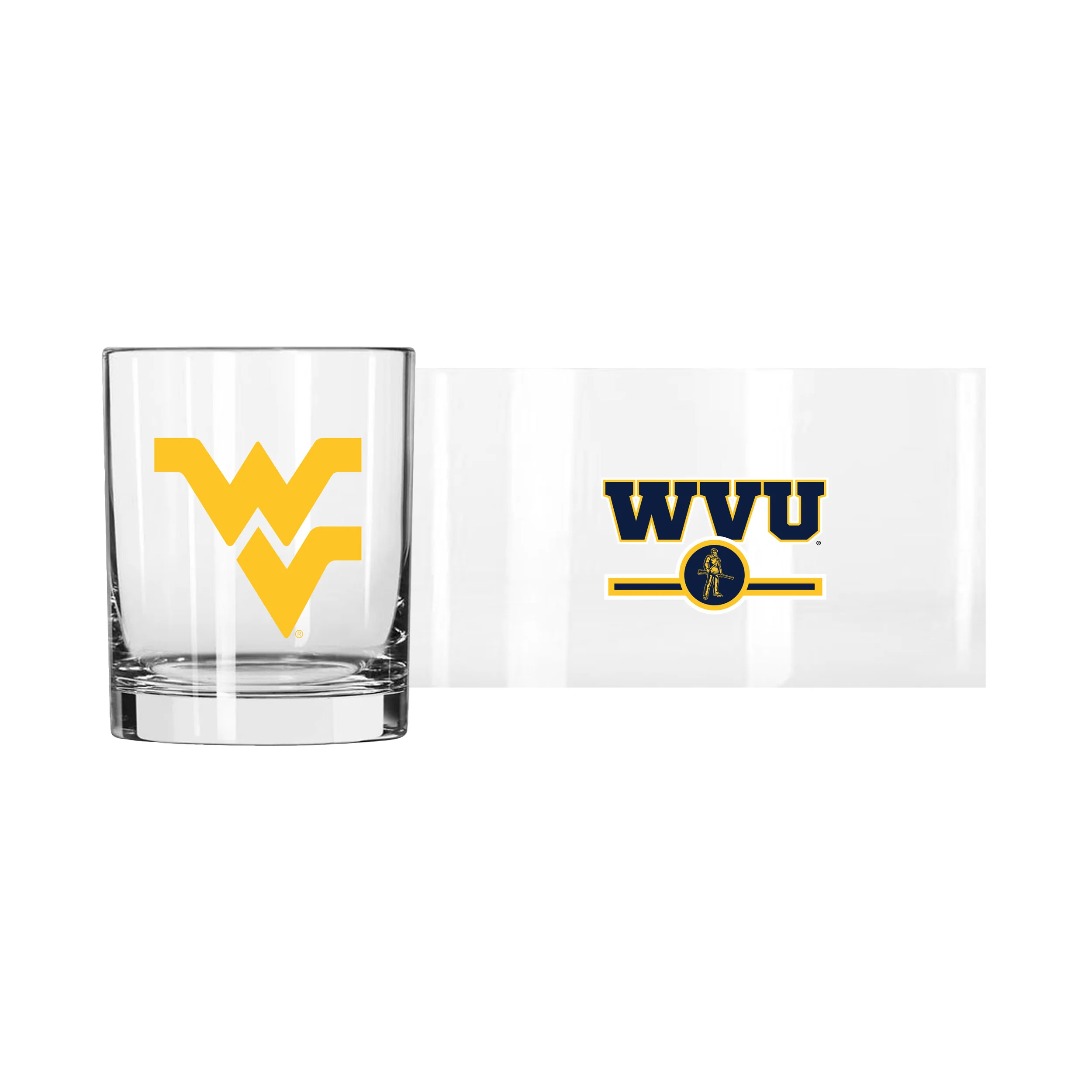 West Virginia 14oz Letterman Rocks Glass - Image 2