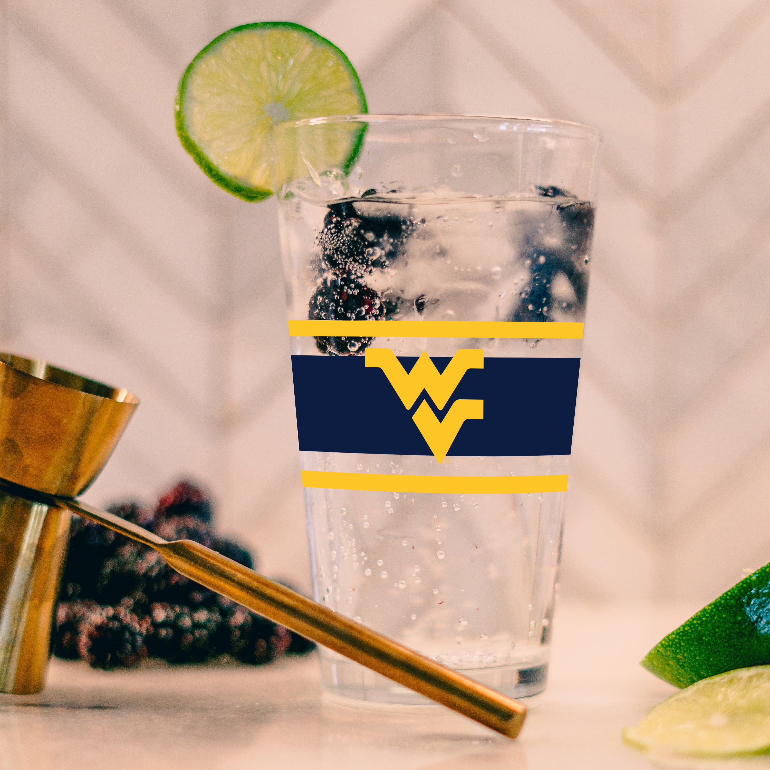 West Virginia 16oz Stripe Pint Glass - Image 5